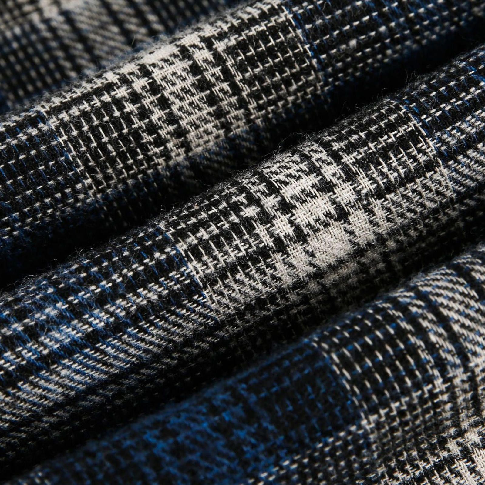 Japanese Brand Blue Black Plaid Hooded Casual Shirt, Button-Up Shirt Size US M / EU 48-50 / 2 - 3 Thumbnail