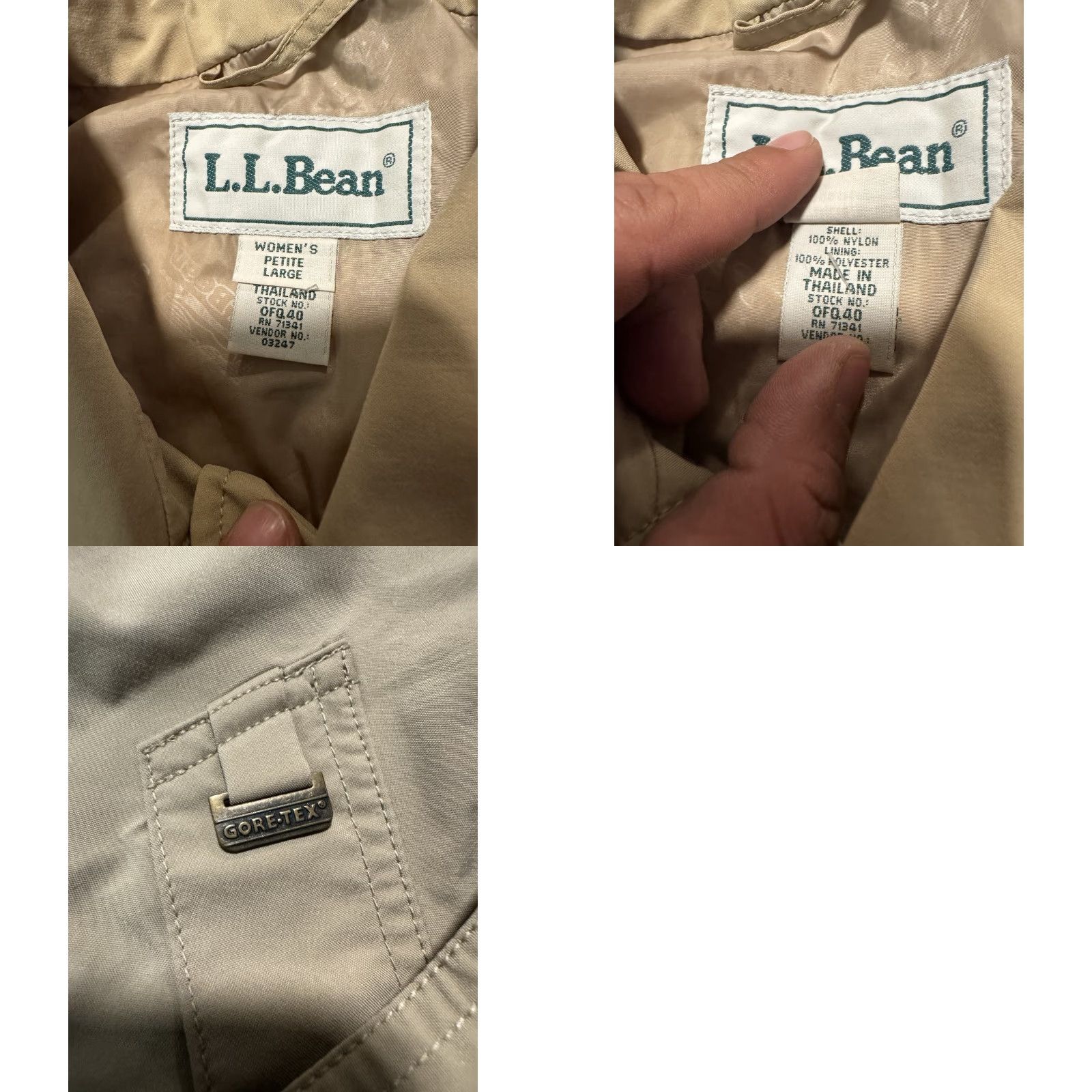 Vintage VINTAGE L.L. BEAN Women’s GORE-TEX Trench Coat Rain Jacket Khaki Tan PL Petite L Jacket Women Size L / US 10 / IT 46 - 10 Thumbnail