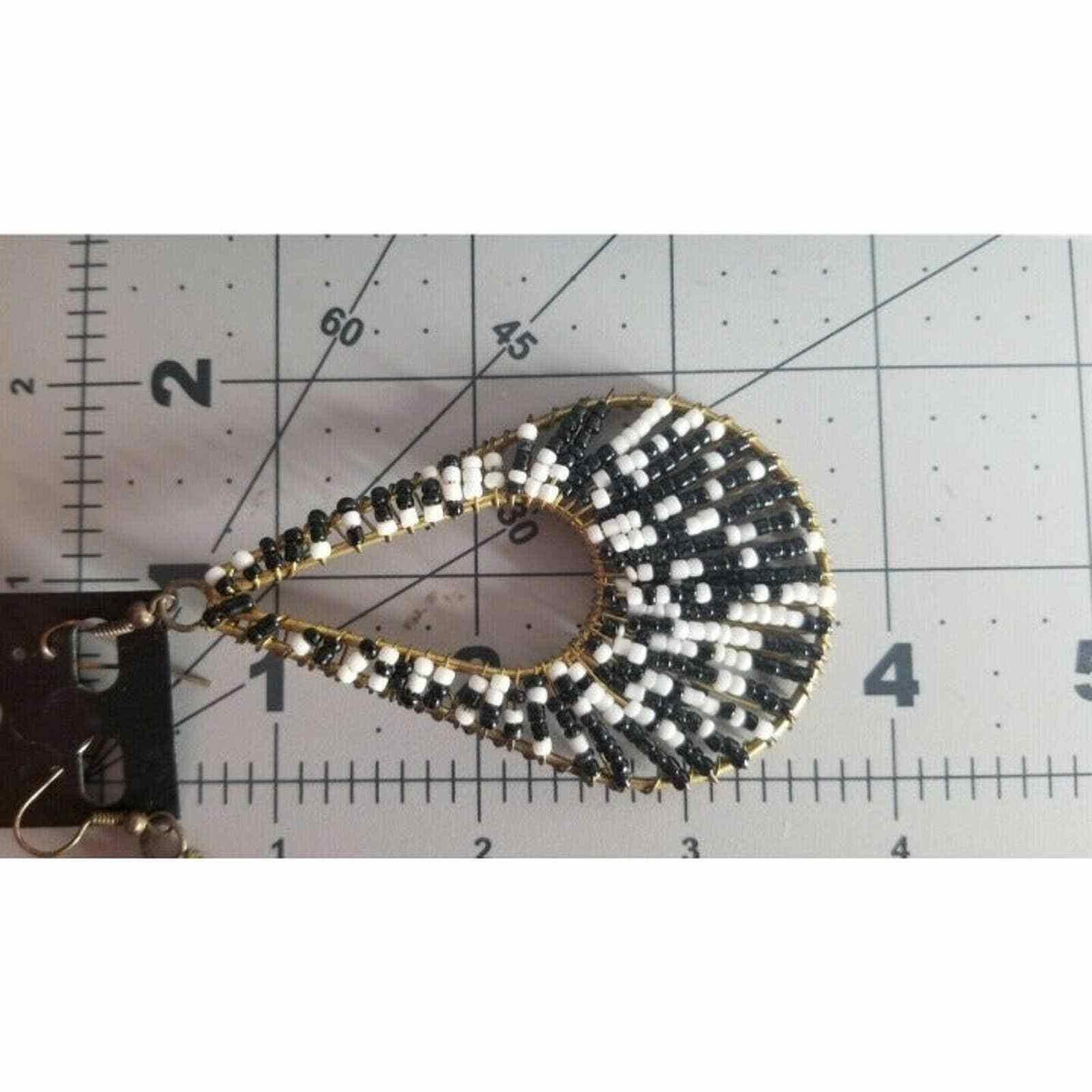 The Unbranded Brand Earrings Ladies Women Fashion Jewelry Beaded Teardrop Hoop H Size ONE SIZE - 4 Thumbnail