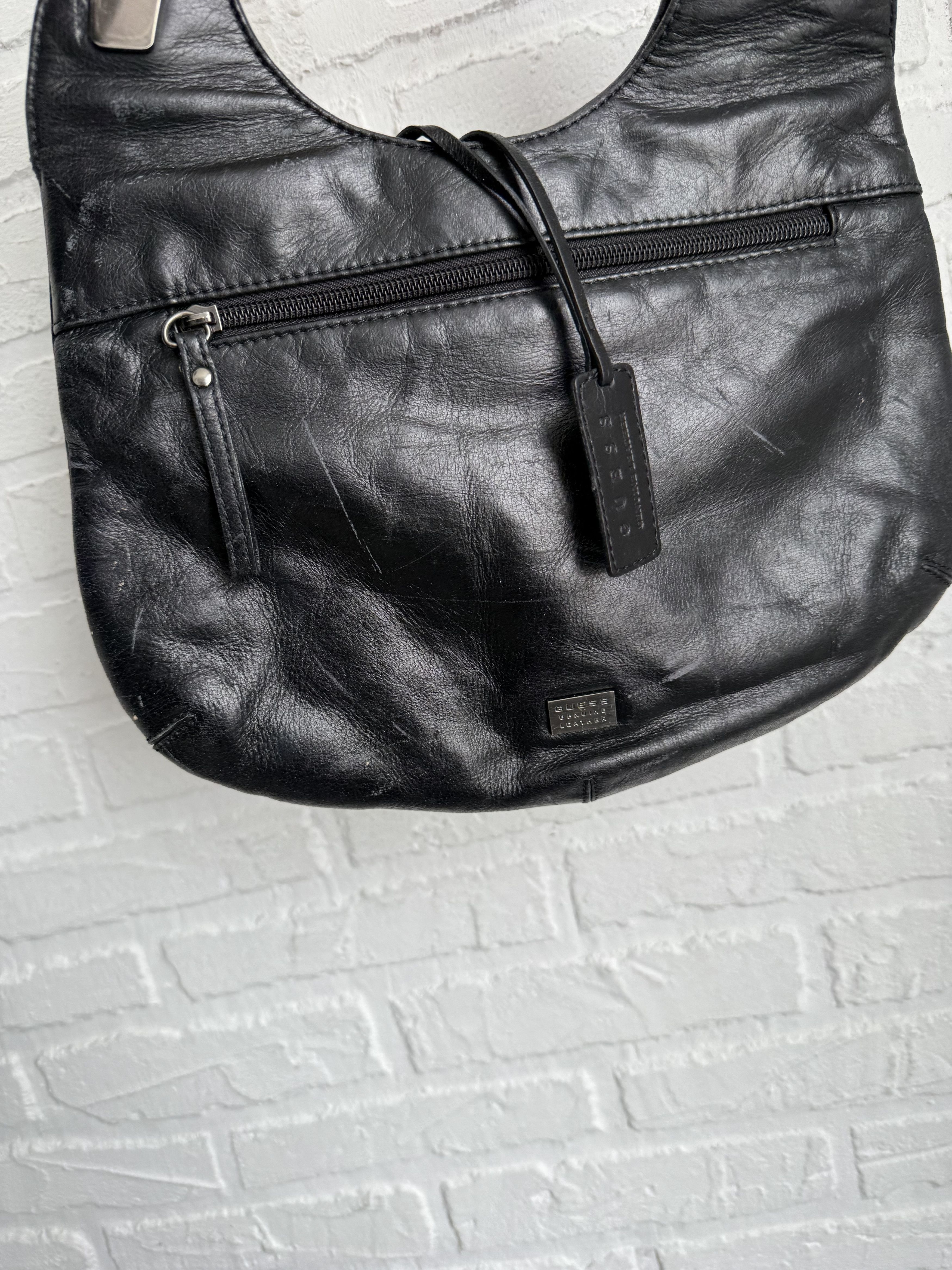 Guess Vintage 2000s Guess Black Leather Bag Y2K Metal Ring Handle Size ONE SIZE - 6 Thumbnail