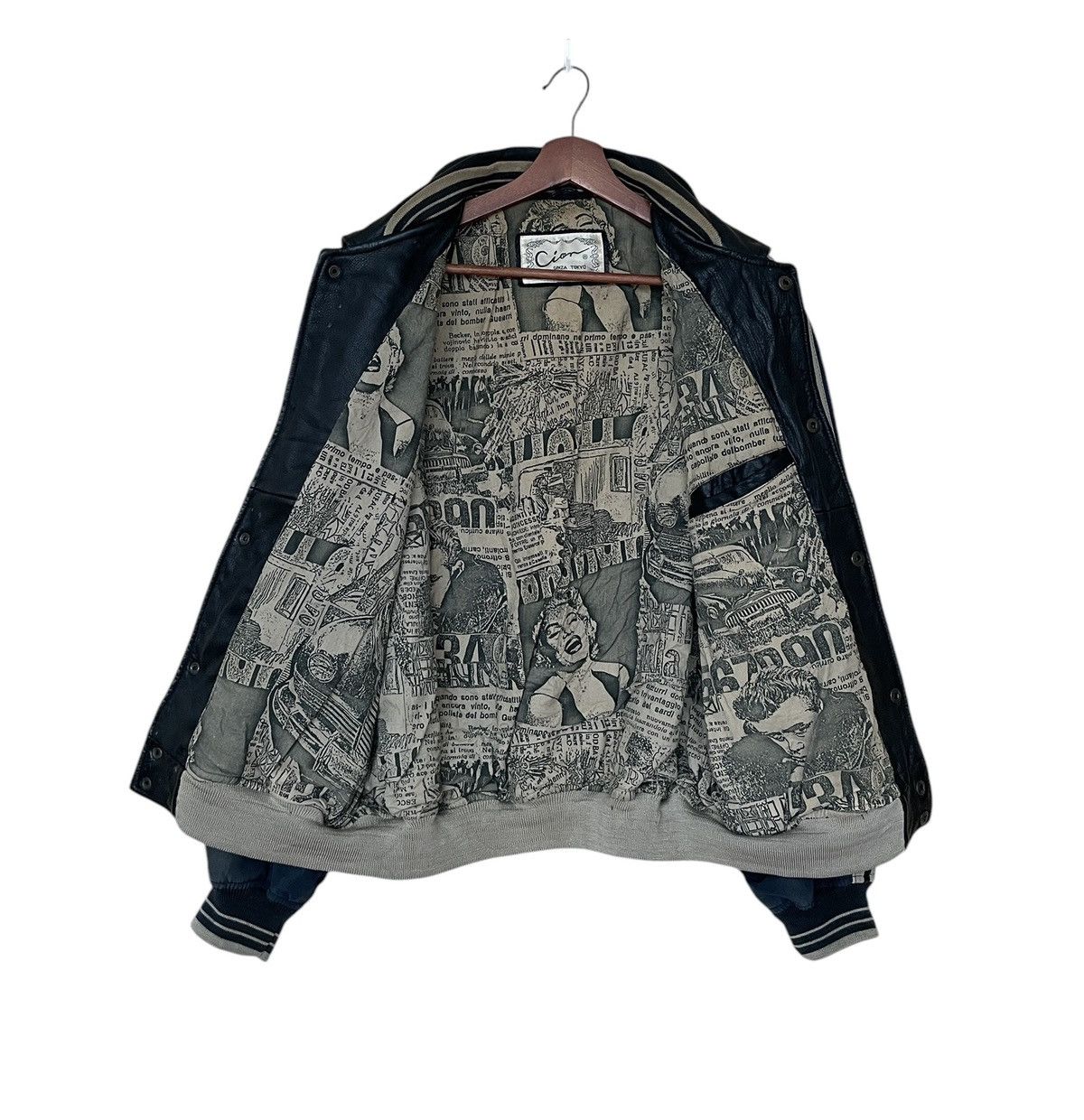 Japanese Brand Vintage Brand Cion Ginza Tokyo Leather Varsity Jacket 1990s Size US L / EU 52-54 / 3 - 2 Thumbnail