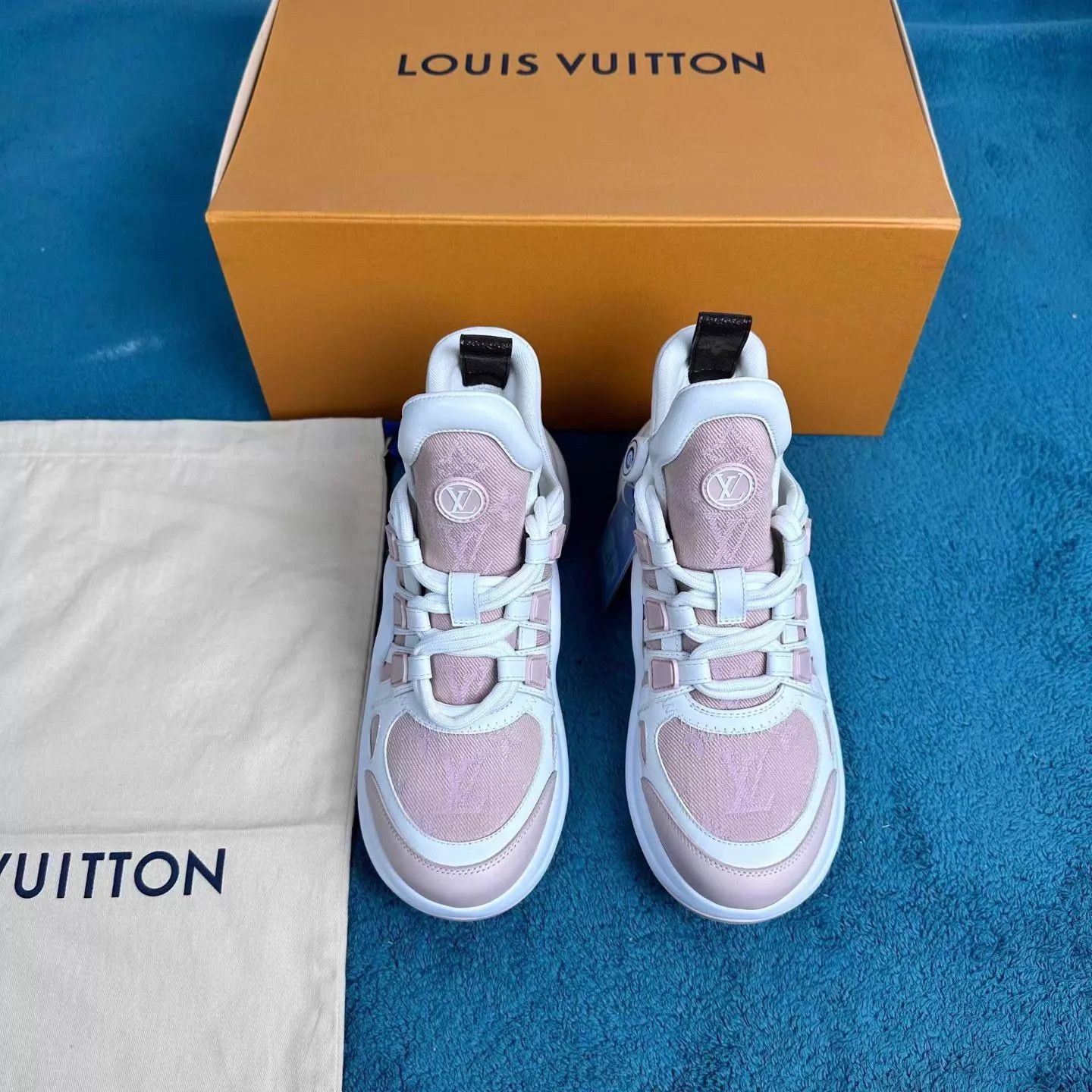 Louis Vuitton LV 1.0 Dad Sneakers Printed Canvas White Pink 36 Size US 5.5 / IT 35.5 - 1 Thumbnail