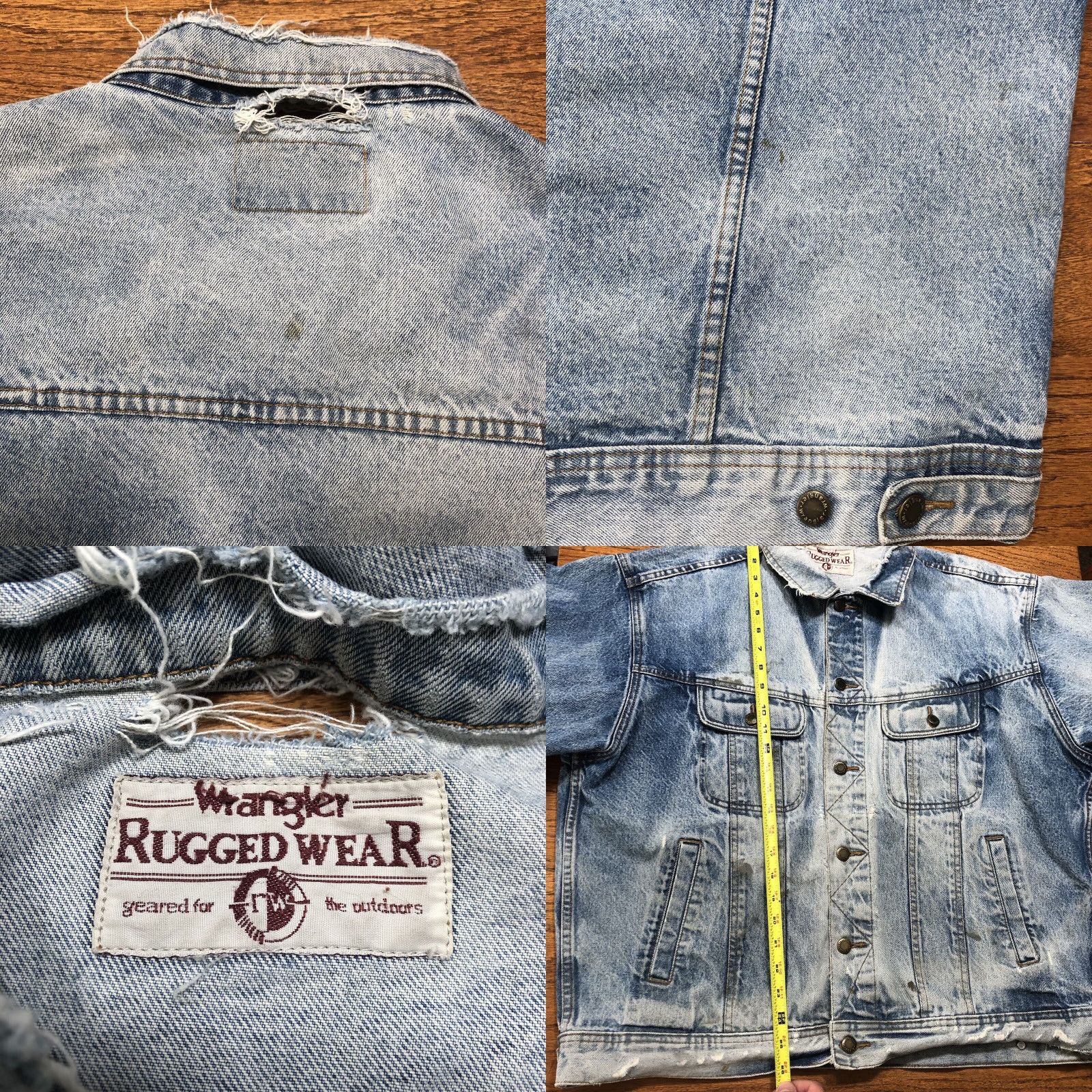 Wrangler VINTAGE Wrangler Denim Jacket Trucker Western Cowboy Blue 52 Chest Mens Regular Denim Jacket Size US 36 / EU 52 - 9 Thumbnail