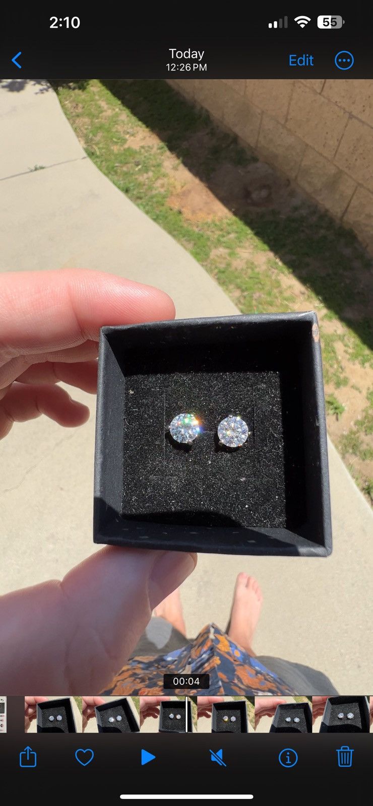 image of 1Ct Moissanite Stud Earrings in White, Men's