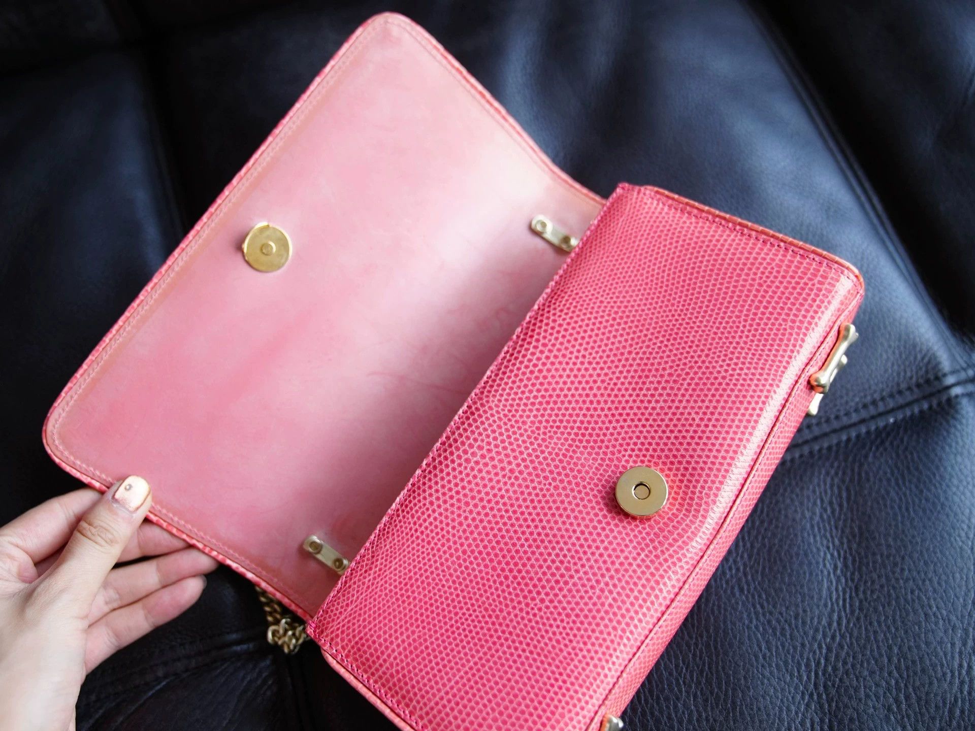 Other BKC vintage dog lizard skin peach pink chain tote women's Size ONE SIZE - 5 Thumbnail