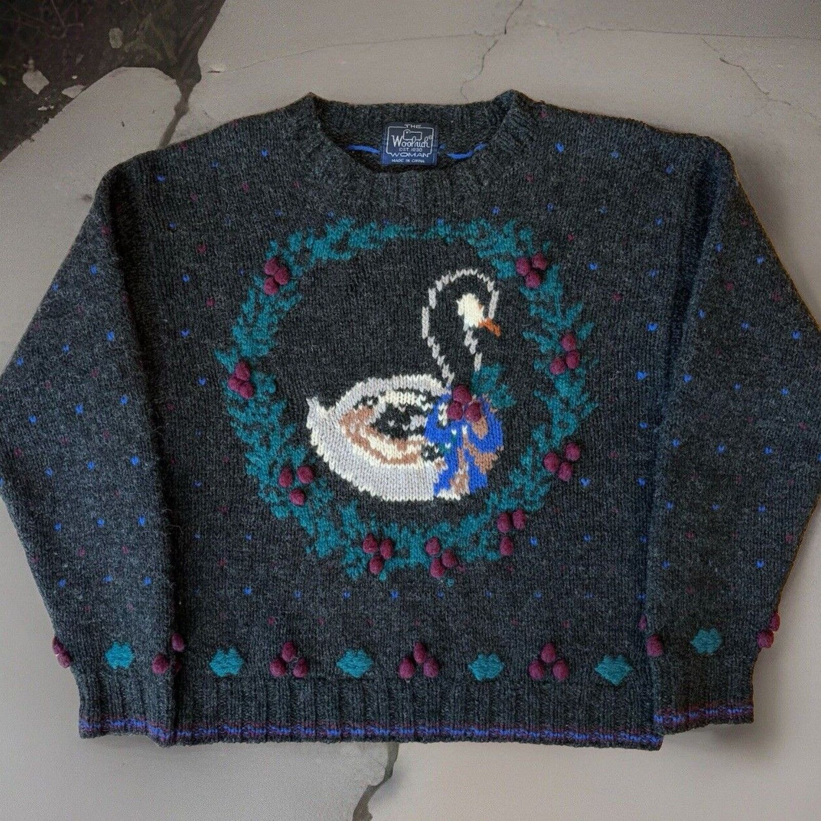 Vintage × Woolrich Woolen Mills Vintage Woolrich Duck Sweater Women's L Wool Pullover Size L / US 10 / IT 46 - 1 Thumbnail