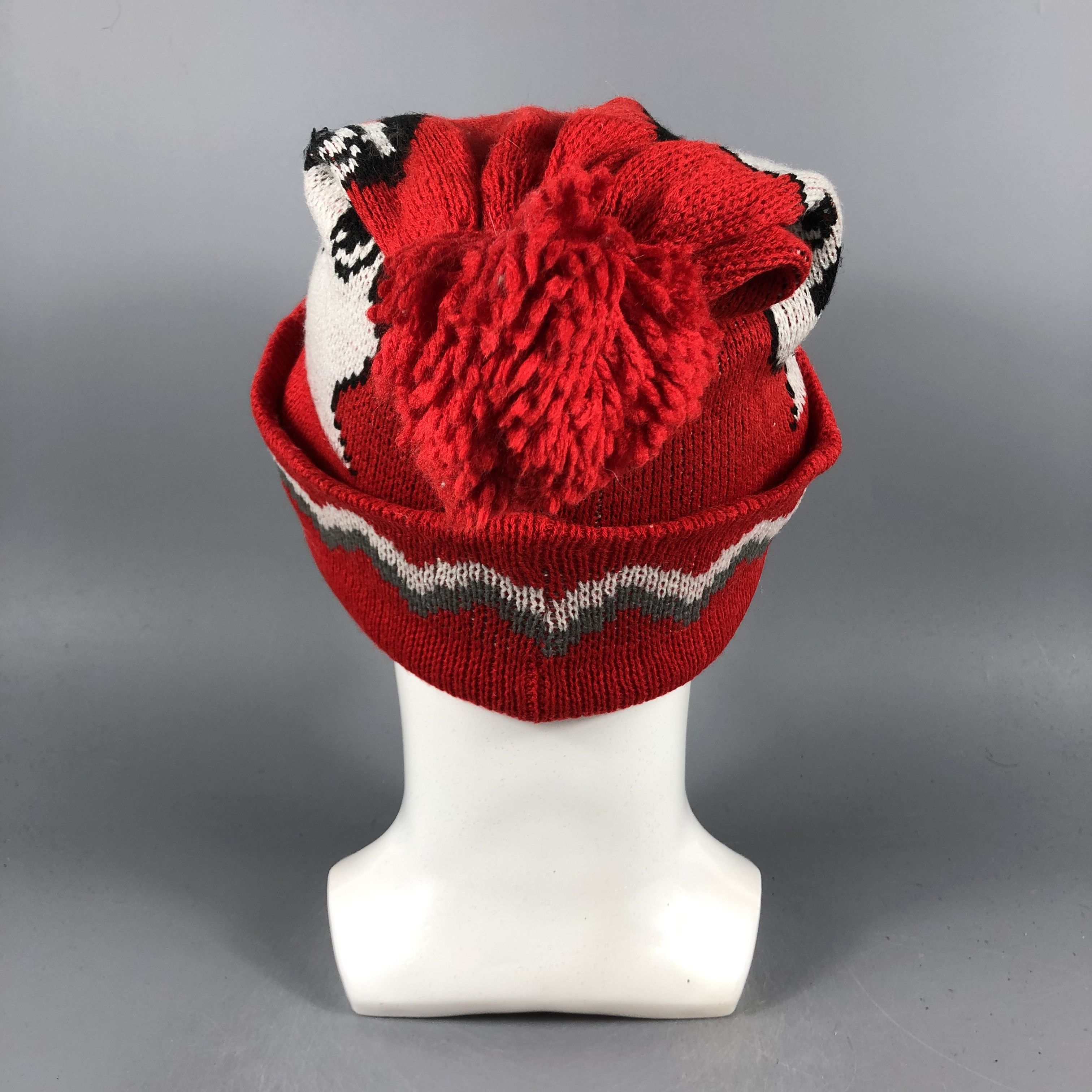 Japanese Brand × Vintage Unknown Animal Bobble Red Beanie Snow Hat Snow Cap -D1086 Size ONE SIZE - 2 Thumbnail