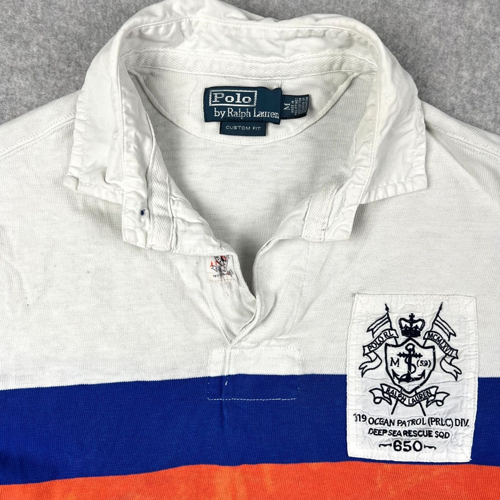 Polo Ralph Lauren Polo Ralph Lauren Shirt Mens M Rugby Ocean Patrol Striped PRLC Crest Size US M / EU 48-50 / 2 - 2 Thumbnail