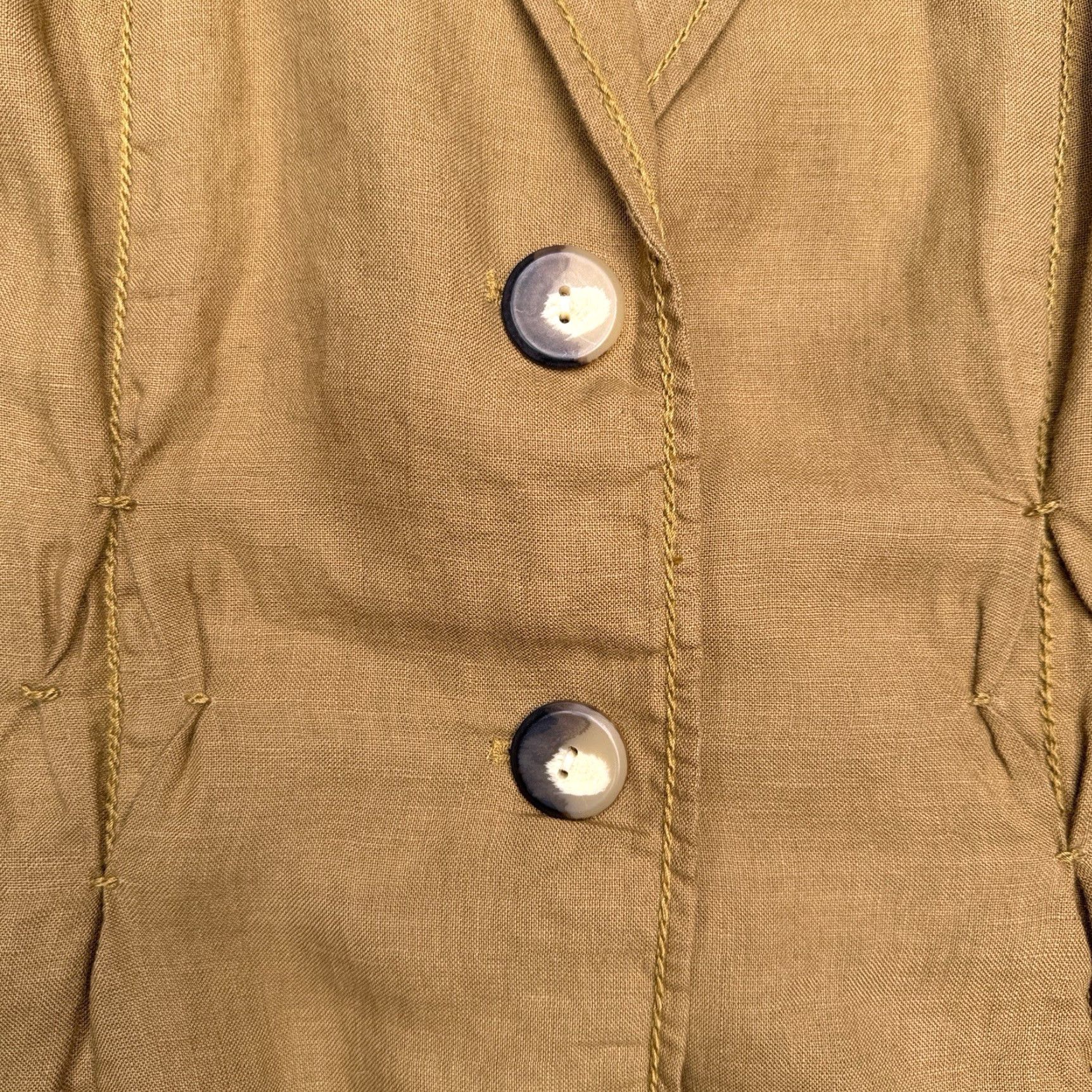 J. Jill J. Jill Blazer Jacket Linen Tan Brown Solid Mid-Length Long Sleeve Button Front Casual Workwear Size S / US 4 / IT 40 - 7 Thumbnail