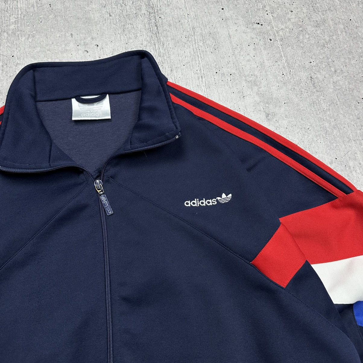 Adidas × Vintage Vintage 80s Adidas France Track Jacket Navy Blue Size US L / EU 52-54 / 3 - 3 Thumbnail