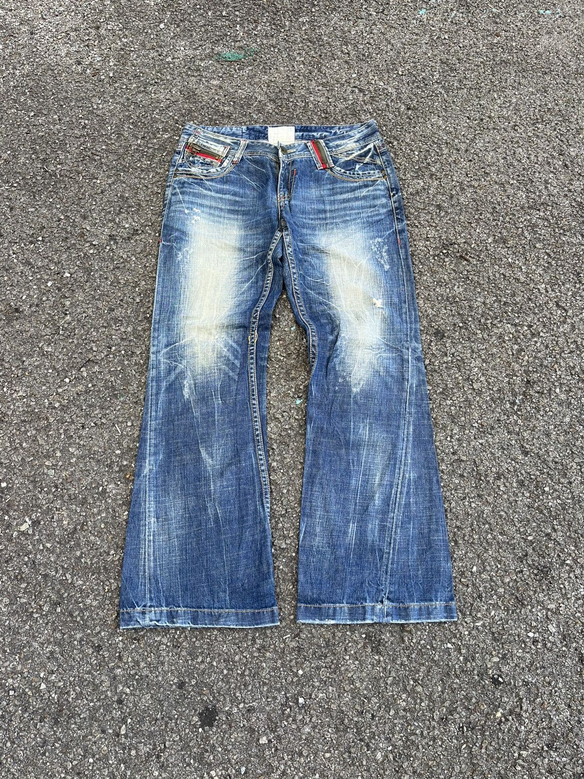 Hysteric Glamour Flared Lolita Jeans Clawmark Distressed Faded Denim Pants Size US 34 / EU 50 - 1 Thumbnail