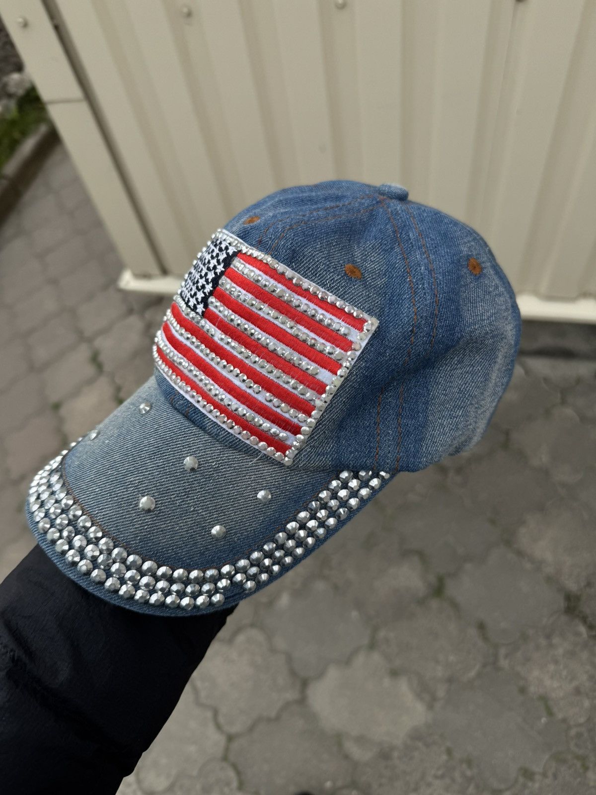 If Six Was Nine Y2K Opium Gothic Punk Style Denim Big American Flag Cap Size ONE SIZE - 3 Thumbnail