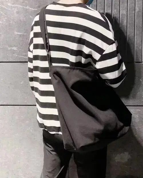 Fashion Canvas Tote Shoulder Bag Messenger Bag in Black, Men's