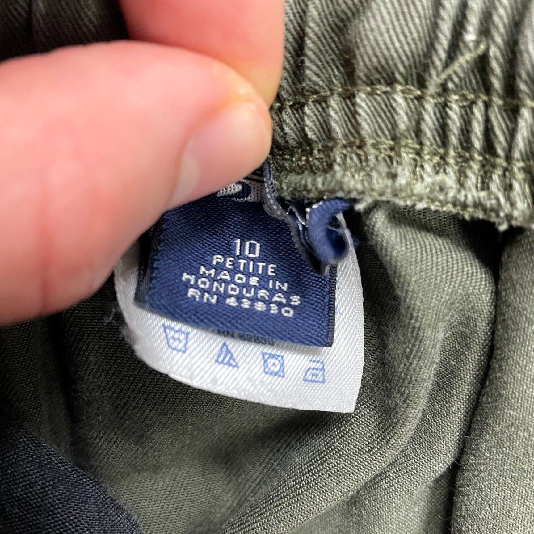 Lands' End Lands' End Chino Pants Womens 10P Petite Army Green Elastic Waist Straight 28x24 Army Classic Womens Size 32" / US 10 / IT 46 - 4 Thumbnail