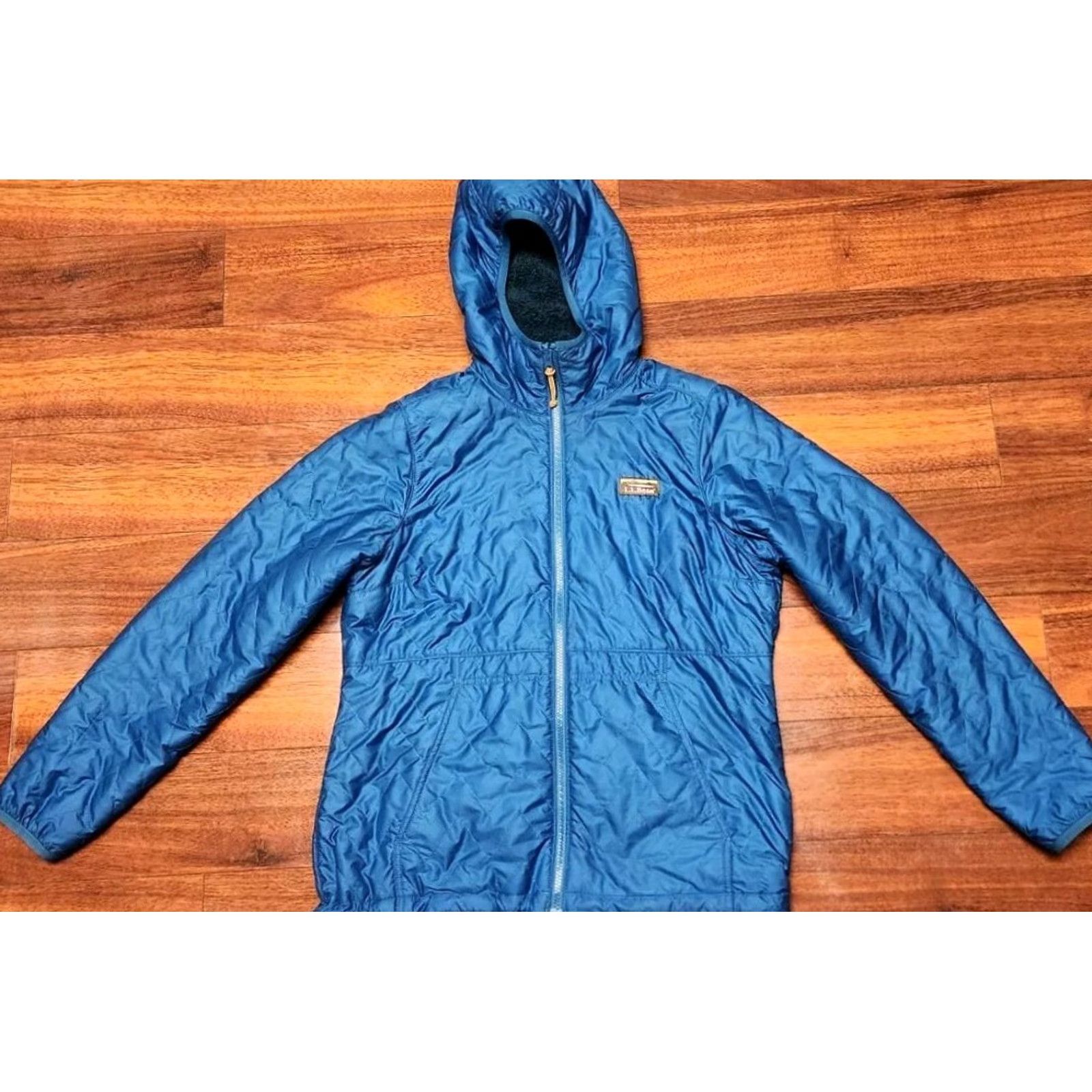 Vintage VINTAGE LL BEAN Mountain Reversible Jacket Women's M Reg Primaloft Fleece VTG Zip Hooded Blue on one side and fleece side is green. Size M / US 6-8 / IT 42-44 - 3 Thumbnail