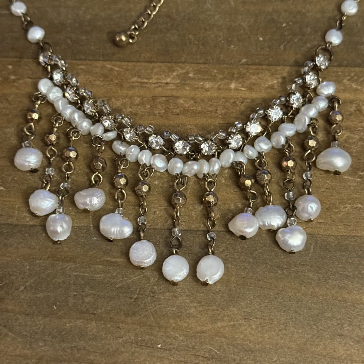 Other Rhinestones and freshwater pearls dangle necklace Size ONE SIZE - 3 Thumbnail