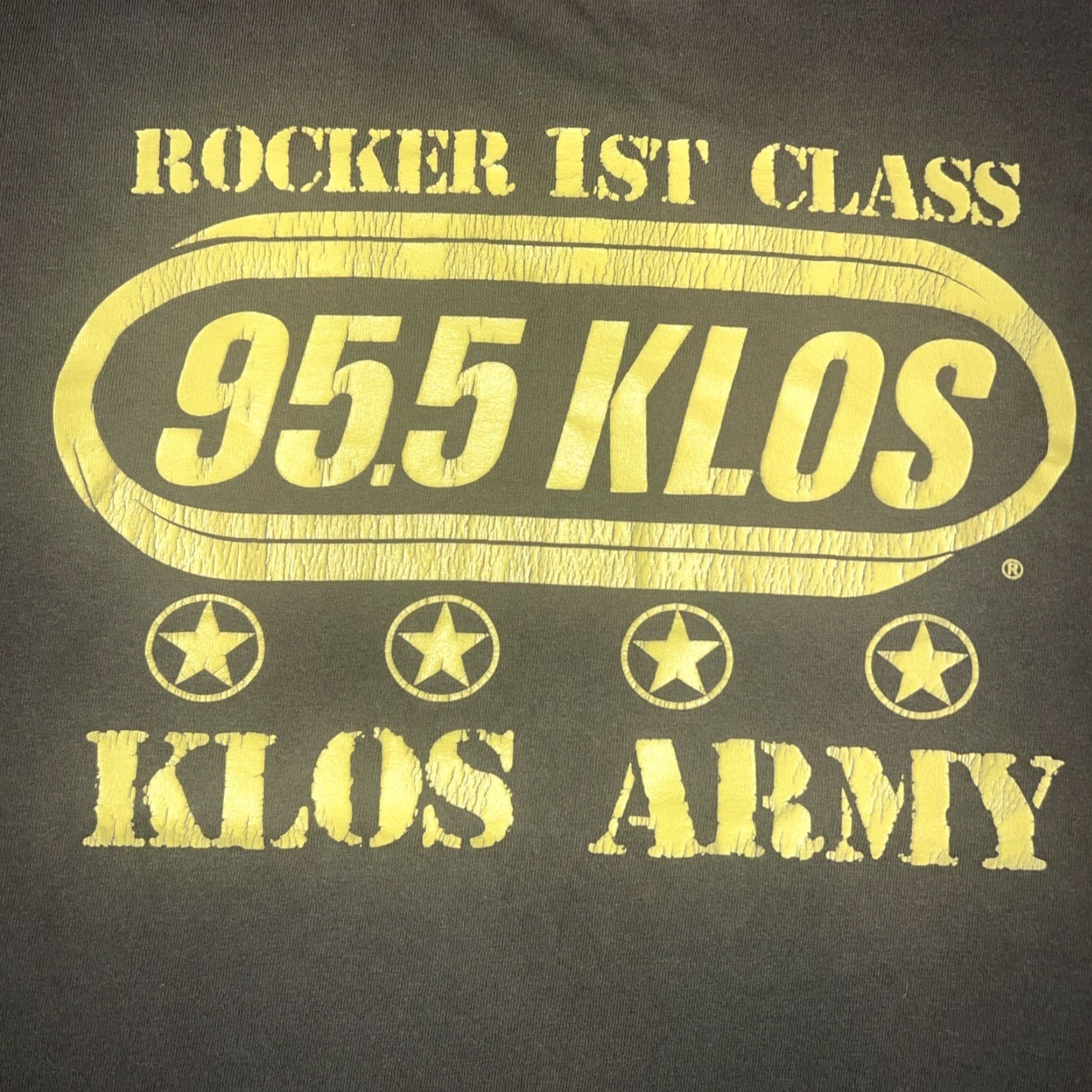 Port & Company VINTAGE 80s KLOS Rocked 1st Class Army Shirt XL Green Men's T-Shirt Port & Company Crew Neck Short Sleeve Logo Print Rock Radio Los Angeles PMID Size US XL / EU 56 / 4 - 2 Thumbnail