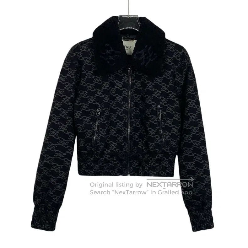 Fendi Fendi Black logo letter full print lapel cotton long sleev Size XXS / US 00 / IT 34 - 1 Thumbnail