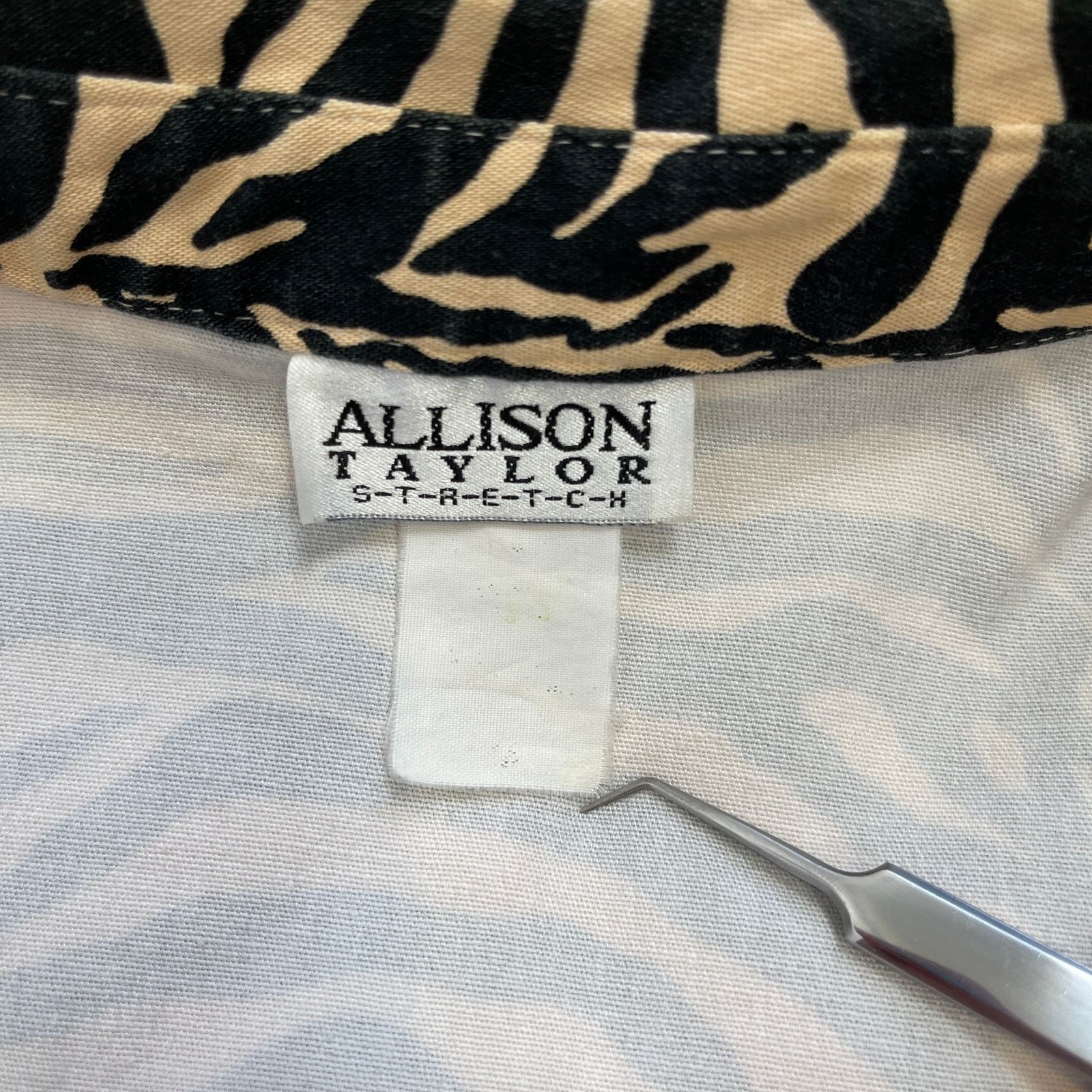 Vintage VTG Allison Taylor Tan Black Cropped Jacket Zebra Tiger XS/S Size XS / US 0-2 / IT 36-38 - 20 Thumbnail