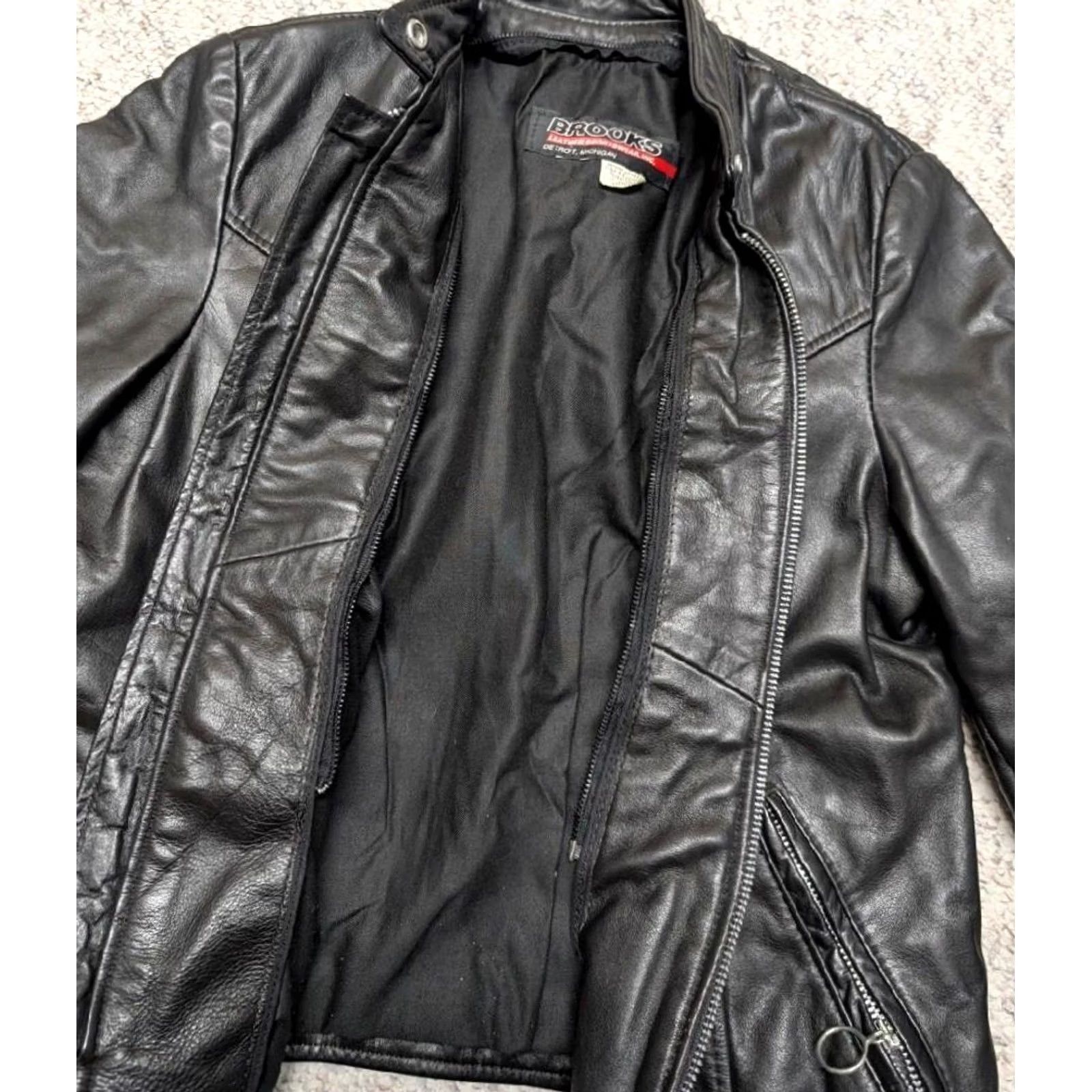 Brooks VINTAGE Brooks Motorcycle Jacket Black Leather 36 XS Womens Mens? Size US XS / EU 42 / 0 - 4 Thumbnail