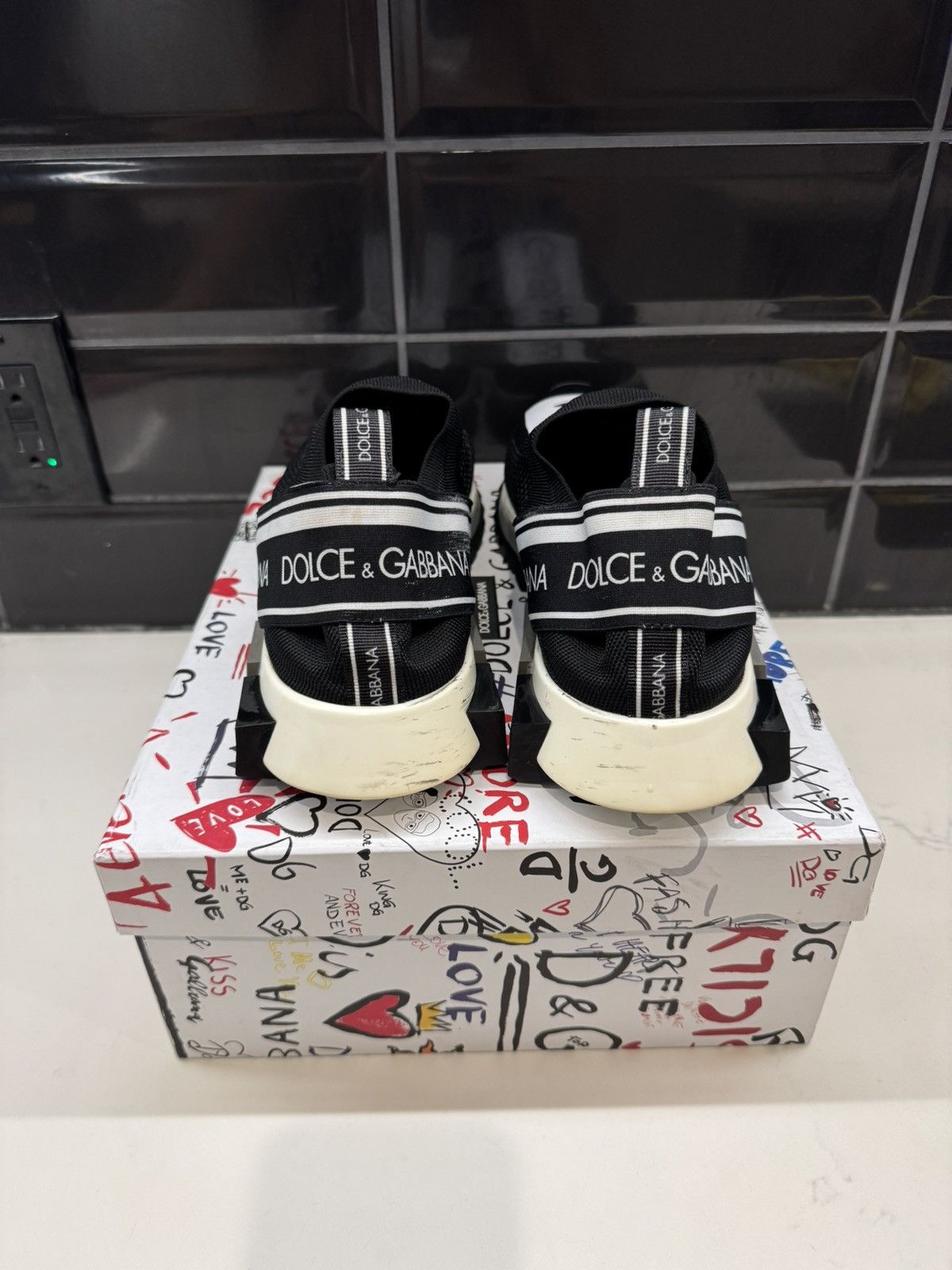 Dolce & Gabbana Dolce & Gabbana Sorrento Slip-On Sneakers Black/White Logo Size US 13 / EU 46 - 7 Thumbnail