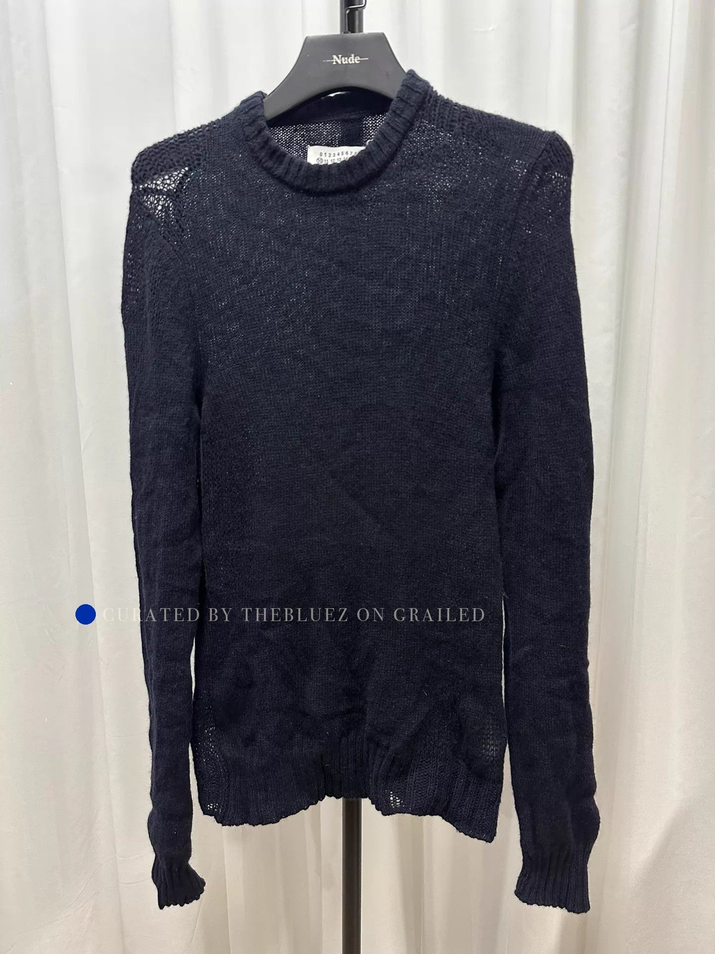 Maison Margiela Openwork Wool Knit Sweater in Black Size US M / EU 48-50 / 2 - 1 Thumbnail