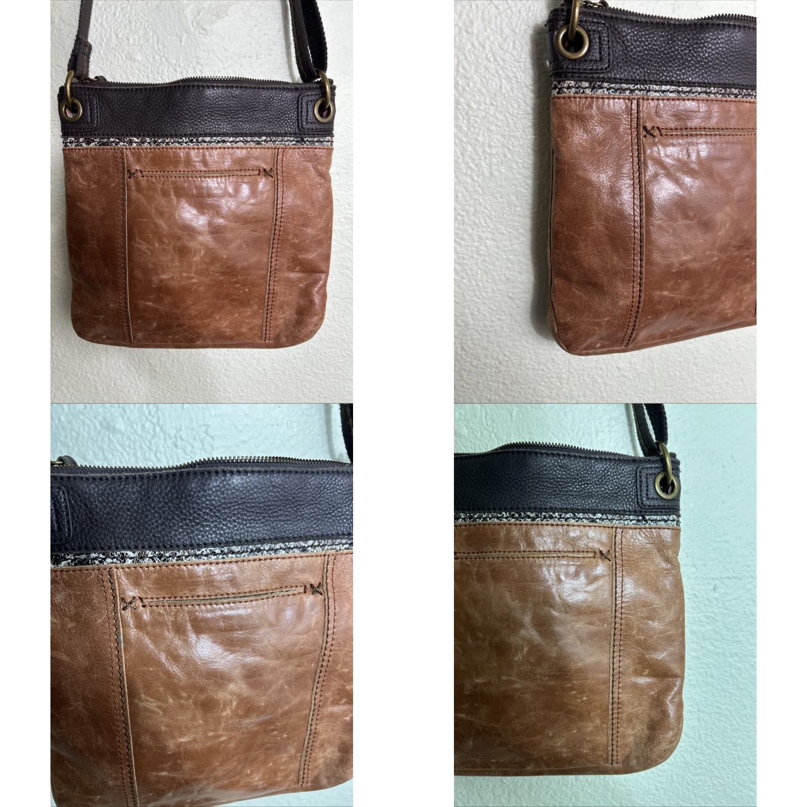 The Sak The Sak Light Brown Leather Purse Crossbody Boho 11x11x3" Ladies Browns Crossbody Bag Boho Leather Purse Women Size ONE SIZE - 9 Thumbnail