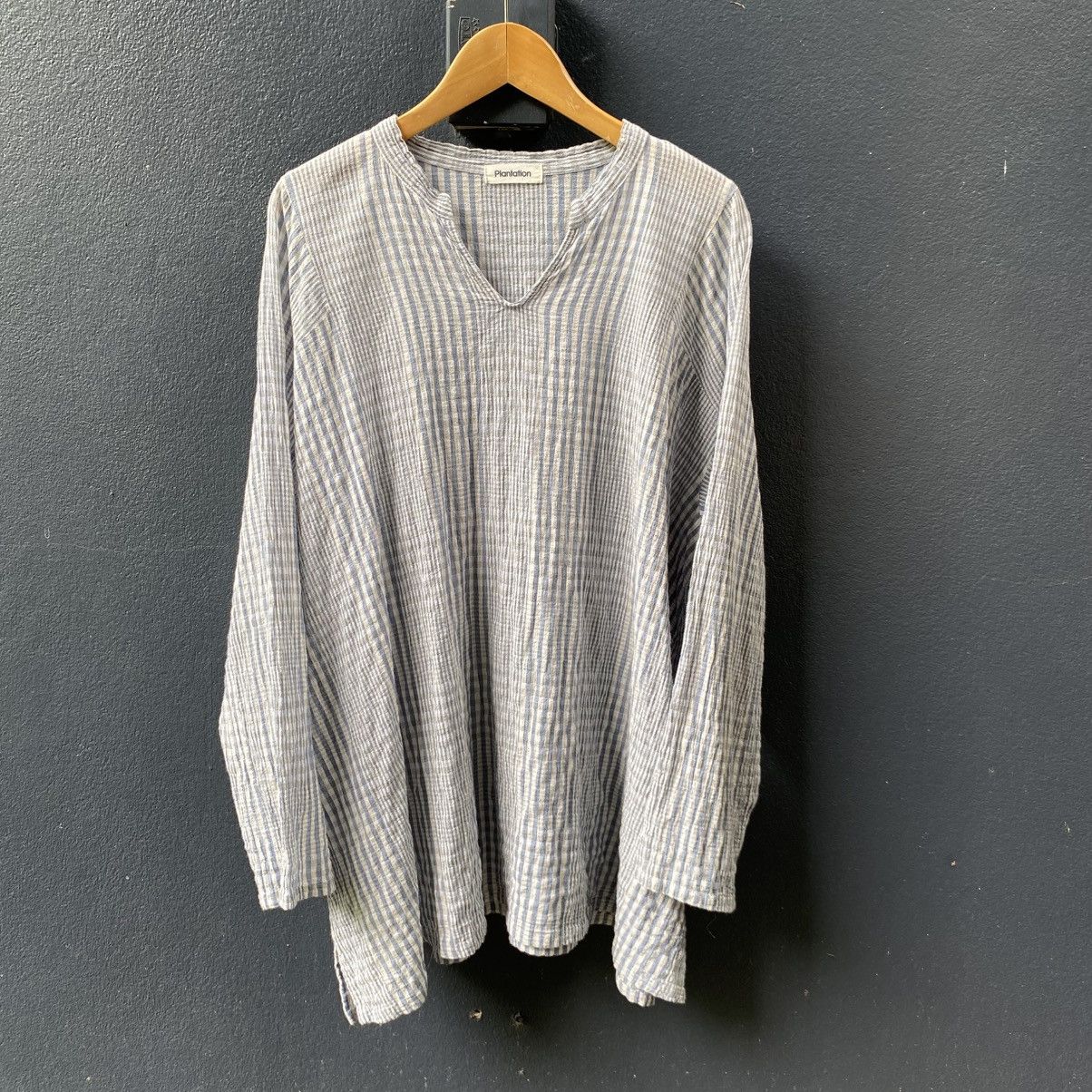 Issey Miyake Plantation Blue Striped Cotton Tunic Top Size M / US 6-8 / IT 42-44 - 17 Thumbnail