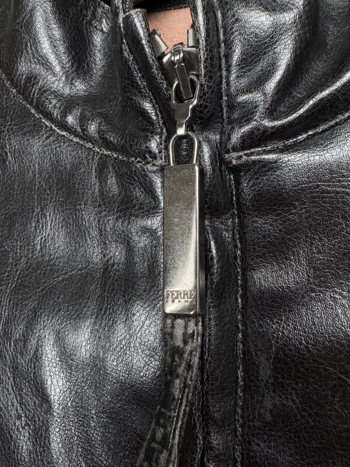Ferre GF Ferre Jeans black faux leather bomber jacket size L Size US L / EU 52-54 / 3 - 7 Thumbnail