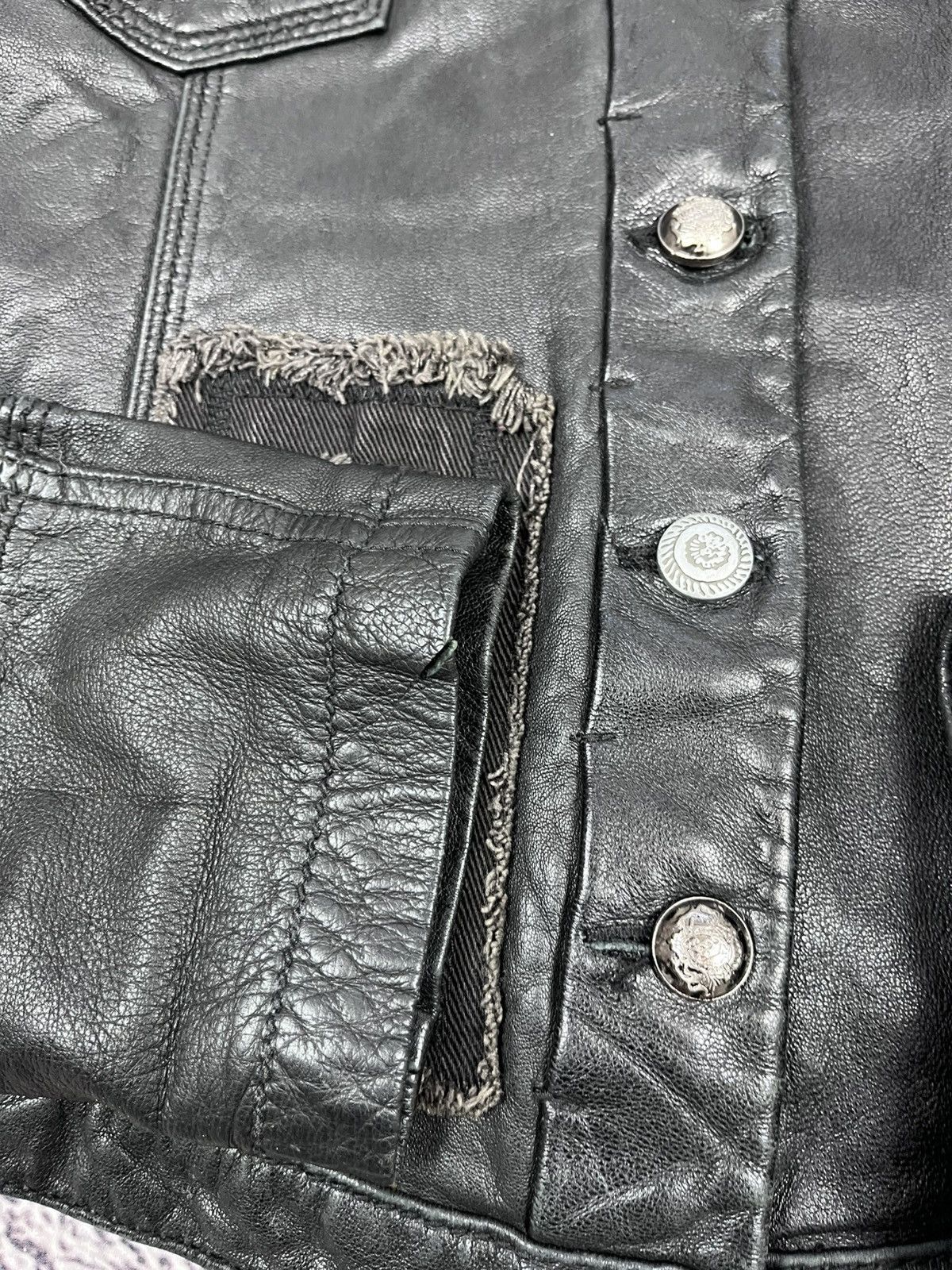 Marithe + Francois Girbaud MARITHE FRANÇOIS GIRBAUD Avant Garde Cropped Leather Jacket Size S / US 4 / IT 40 - 11 Thumbnail