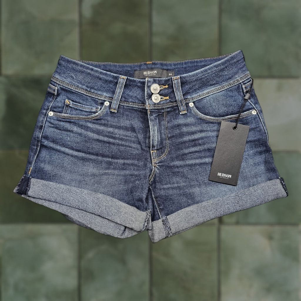 Hudson Croxley Denim Shorts Womens 24 Blue Cuffed Mid Thigh Jean Summer Casual