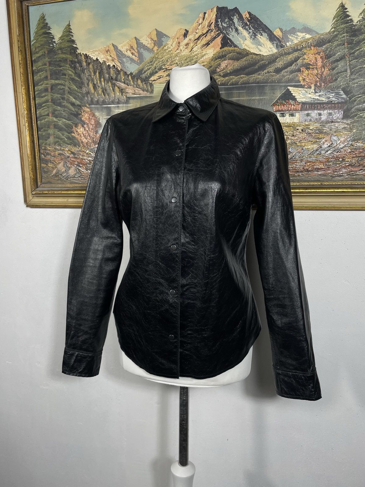 Vintage Vintage Y2k Avant Garde Black Real Cow Leather Bomber Jacket Size M / US 6-8 / IT 42-44 - 3 Thumbnail