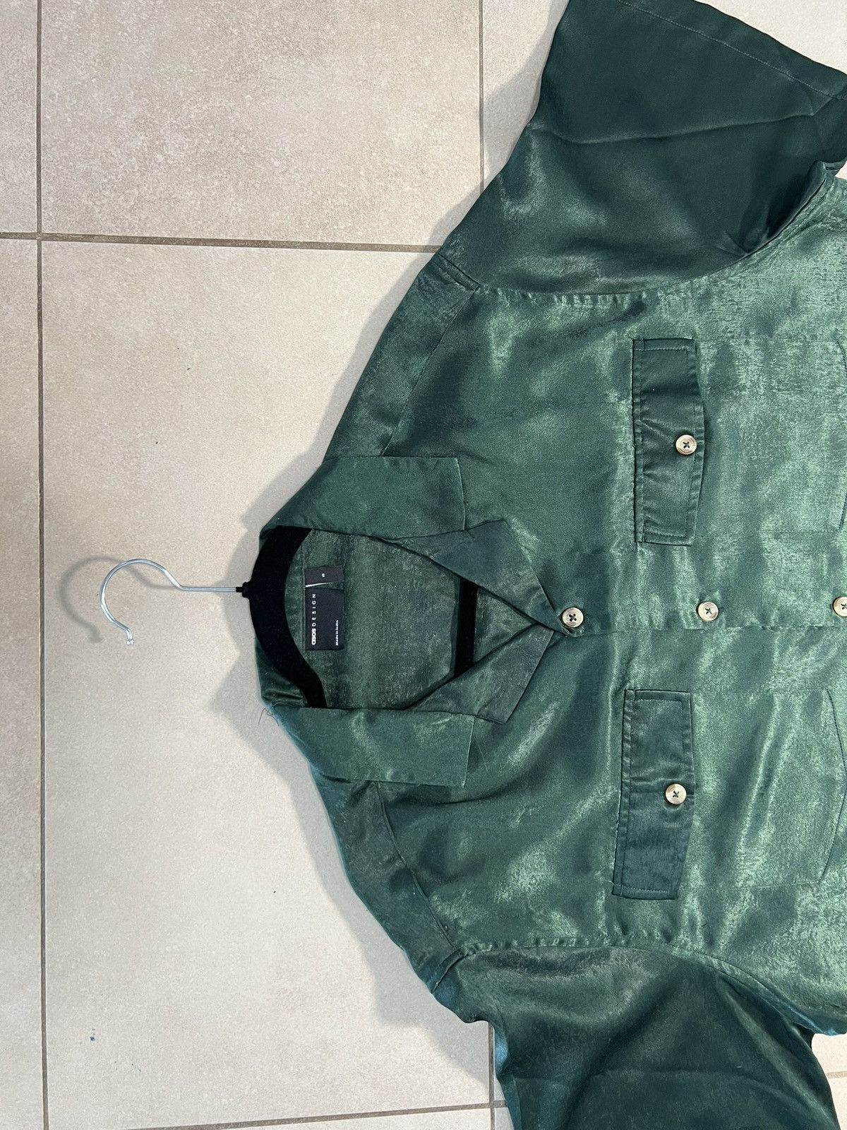 Asos ASOS Design Forest-Green Satin-Look Shirt Size US M / EU 48-50 / 2 - 4 Thumbnail
