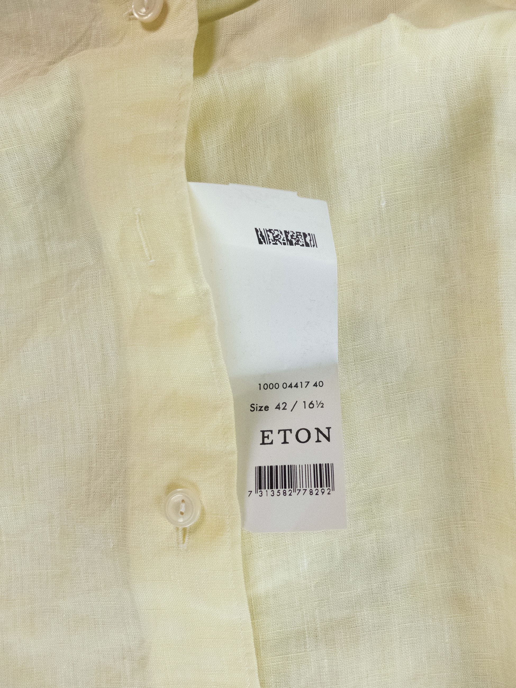 Eton ETON of Sweden contemporary fit yellow linen shirt 42 Large Size US L / EU 52-54 / 3 - 12 Thumbnail