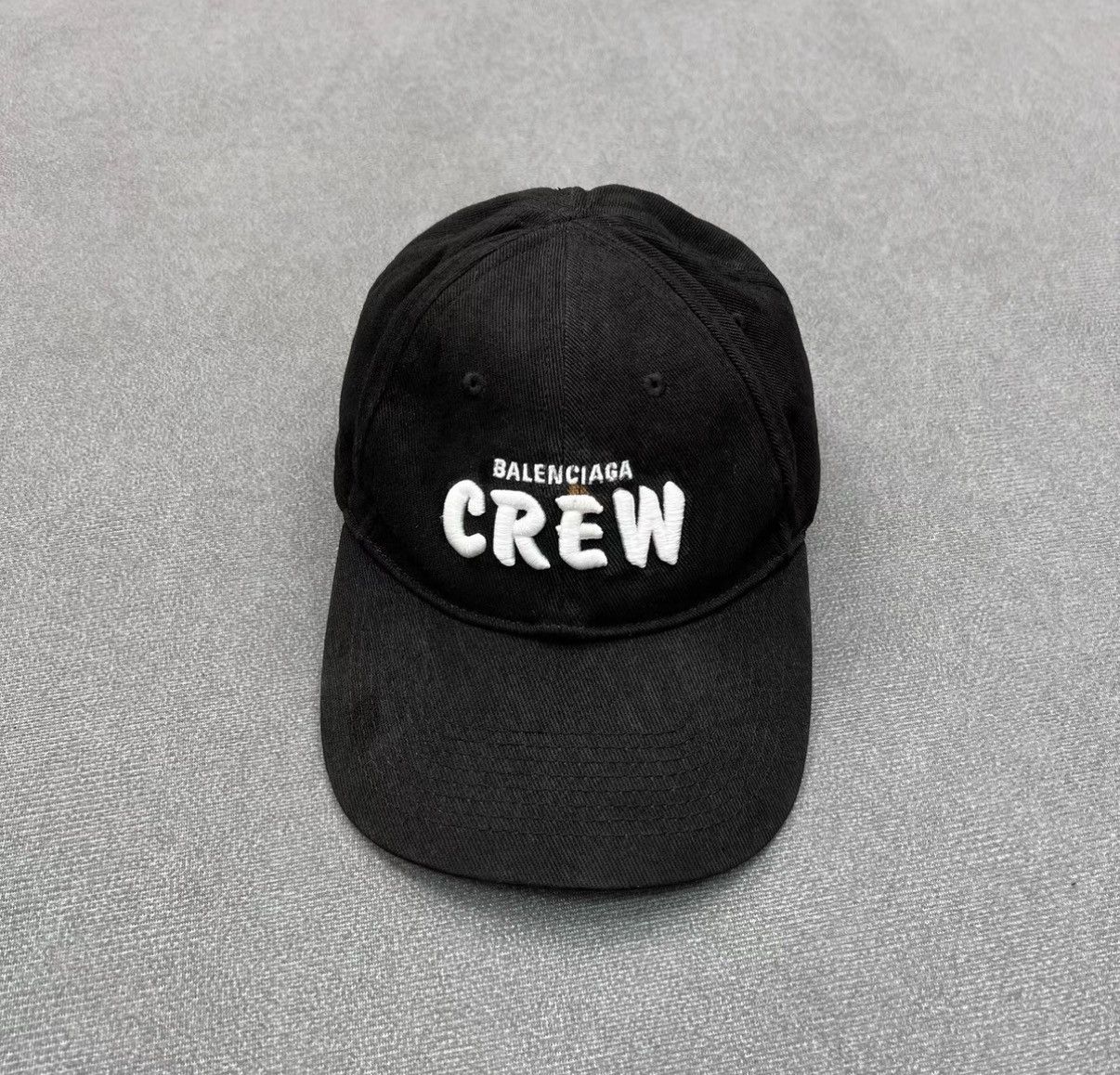 Balenciaga Balenciaga Black Distressed "CREW" Embroidered Baseball Cap Size ONE SIZE - 2 Thumbnail