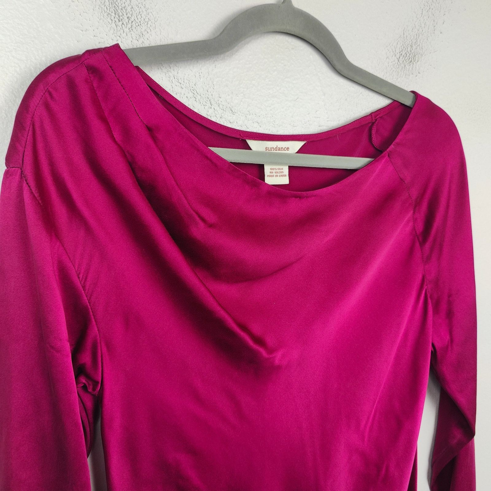 Other Sundance Top Womens Small Fuchsia Pink Draped Boatneck Size S / US 4 / IT 40 - 2 Thumbnail