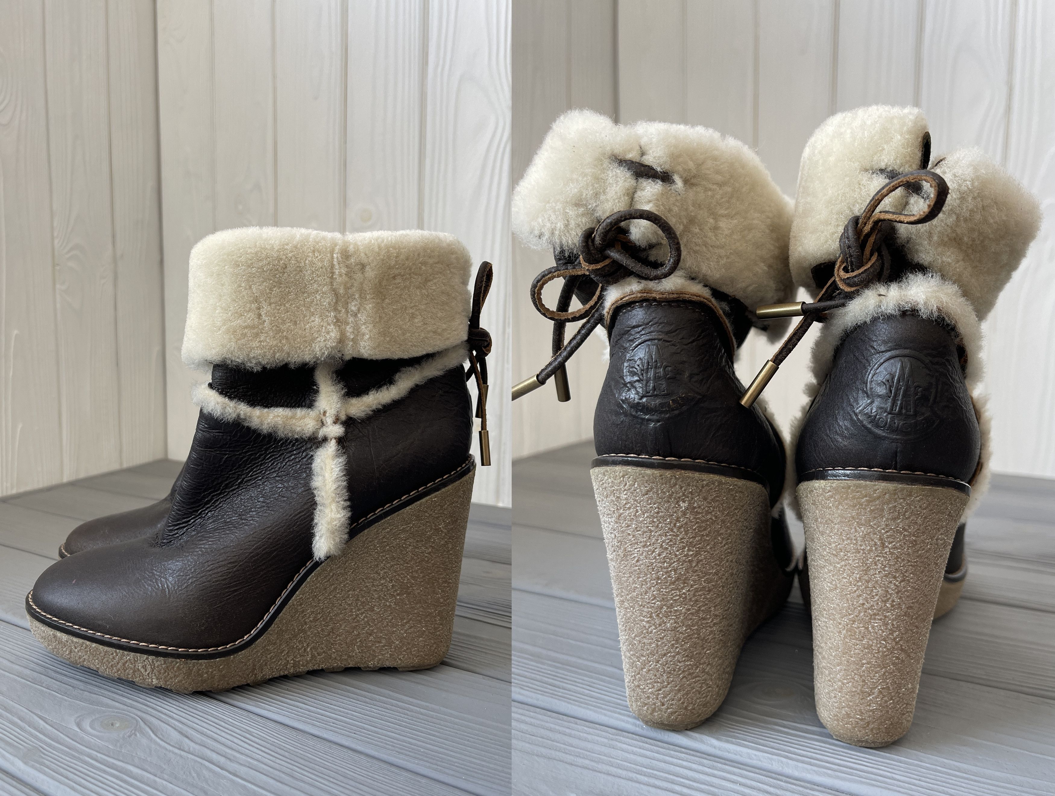 Moncler Moncler Leather Merino Fur Booties Size US 5.5 / IT 35.5 - 2 Thumbnail