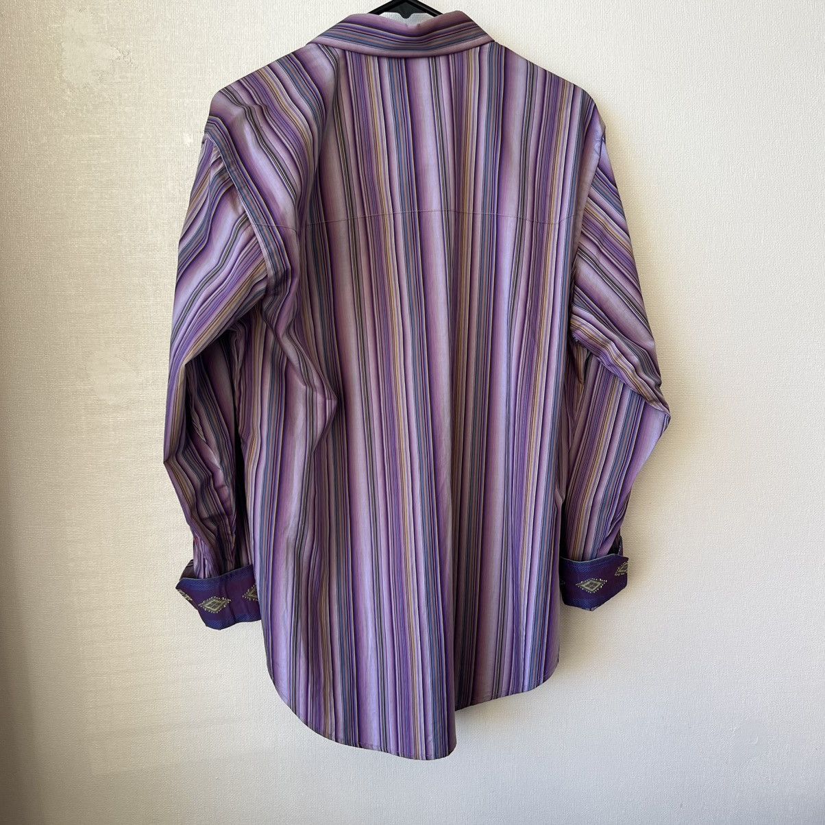 Robert Graham Robert Graham Bold Stripe Shirt M Purple Contrast Cuffs Size US M / EU 48-50 / 2 - 7 Thumbnail
