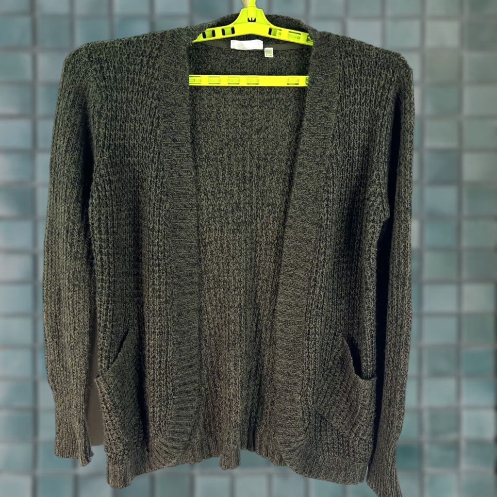 Vintage RD Style Open Front Cardigan Wool/Waffle Knit Sweater Women's XL Green Pockets Vintage No (Casual, Workwear) Size XL / US 12-14 / IT 48-50 - 1 Thumbnail