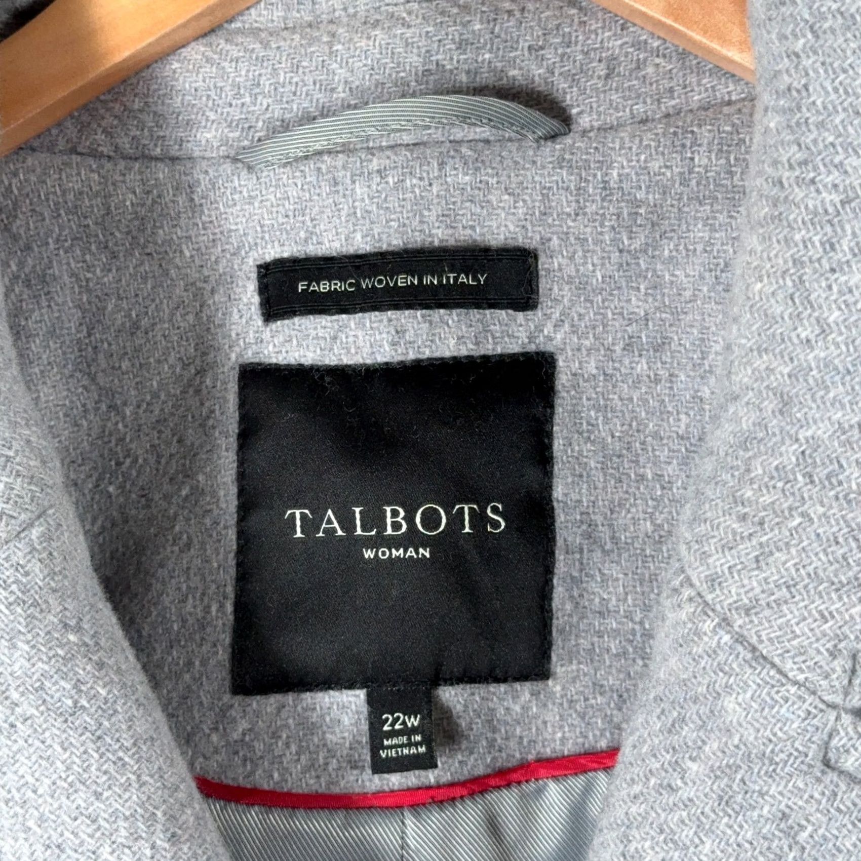 Talbots VINTAGE Talbots Peacoat Coat 22W Wool Blend Double Breasted Italian Fabric Gray Jacket Size 3XL / US 20-22 - 2 Thumbnail