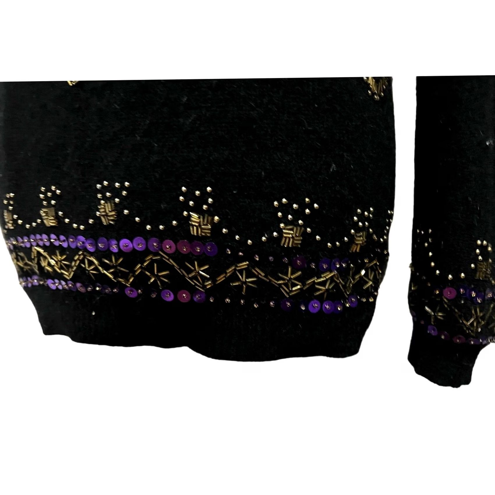 Vintage Effeci Sweater Women Black Beaded Angora Lambswool 80s 90s Sz S Pullover Vintage Womens Size S / US 4 / IT 40 - 4 Thumbnail