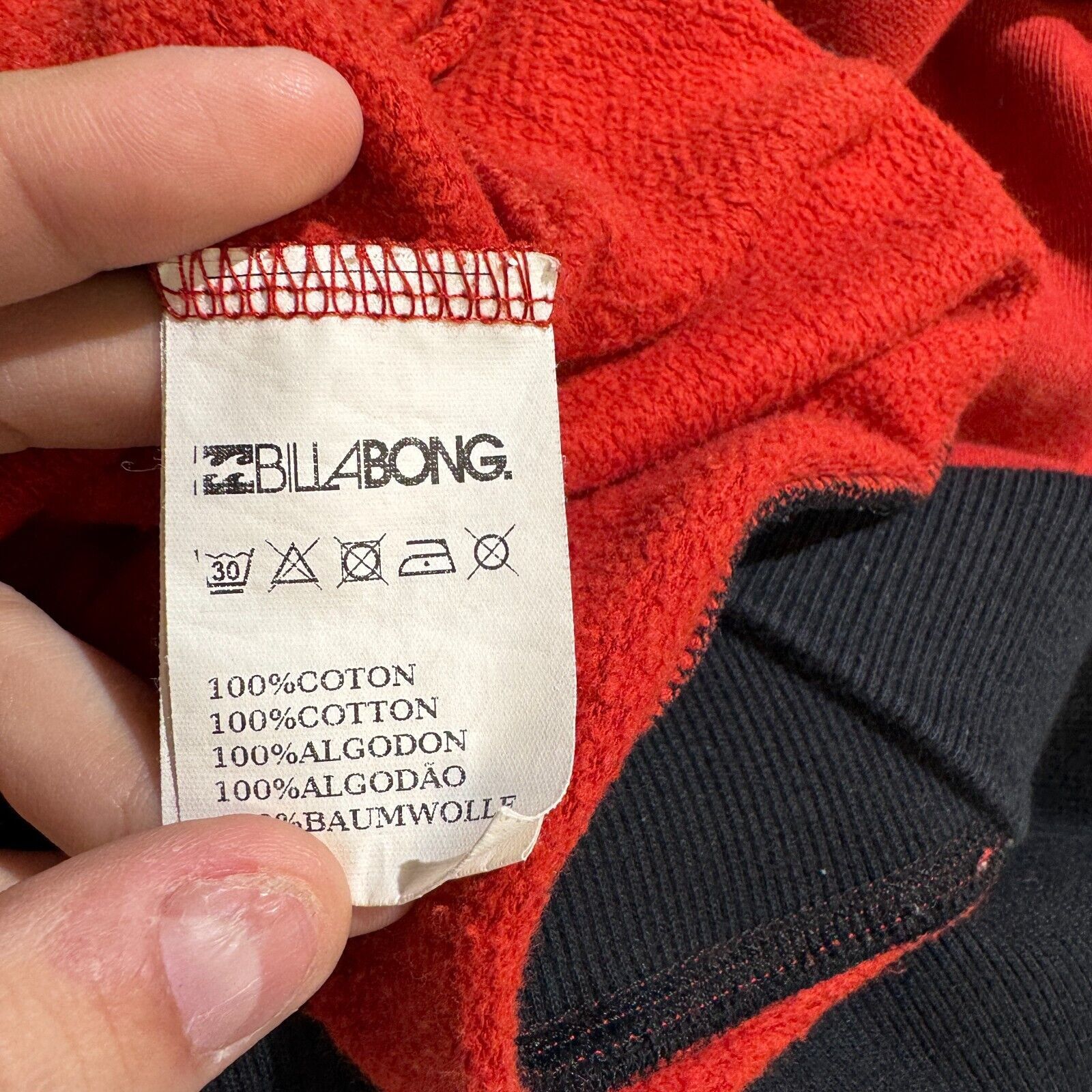 Billabong × Vintage Vintage Billabong Unisex Red Cotton Zip Hoodie Size Medium Size US M / EU 48-50 / 2 - 12 Thumbnail