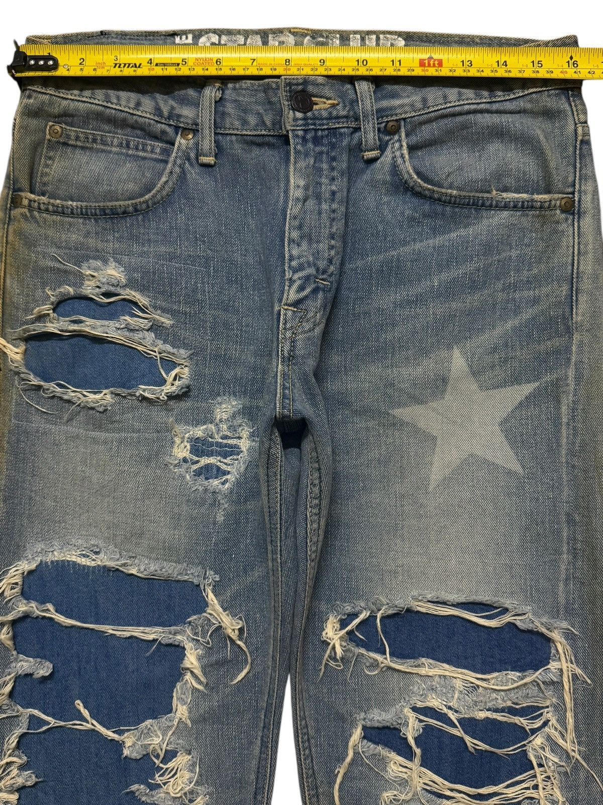 Lee Vintage 90s Lee Star Club Heavy Distressed Grunge Skull Logo Size US 31 - 9 Thumbnail