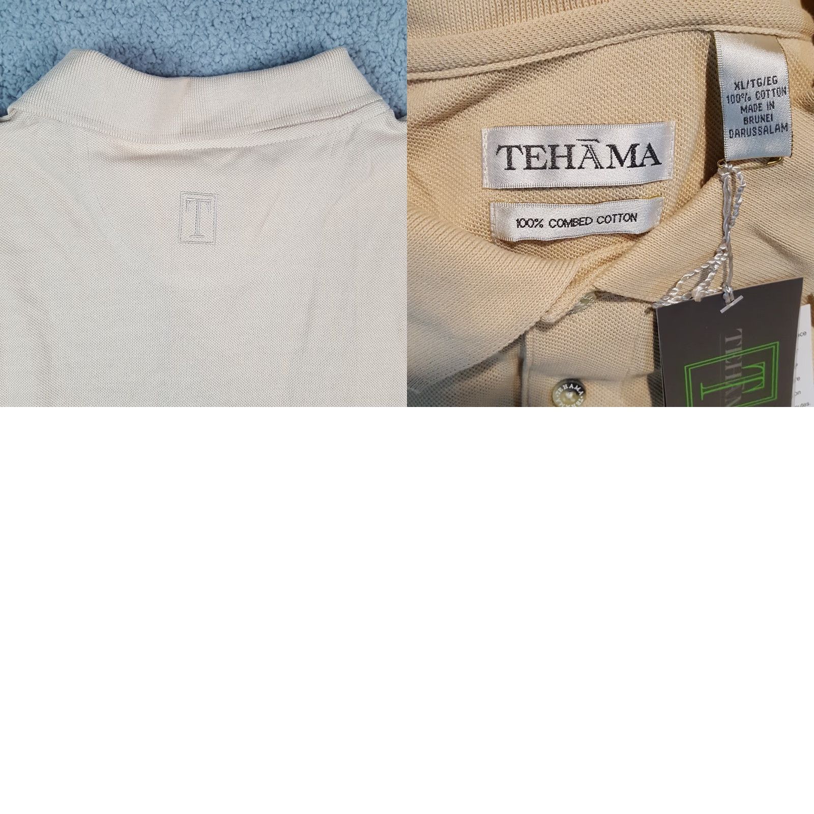 Vintage VINTAGE Tehama Beige Cotton Golf Polo Shirt XL Short Sleeve Collared Preppy 90s Mens Size US XL / EU 56 / 4 - 8 Thumbnail