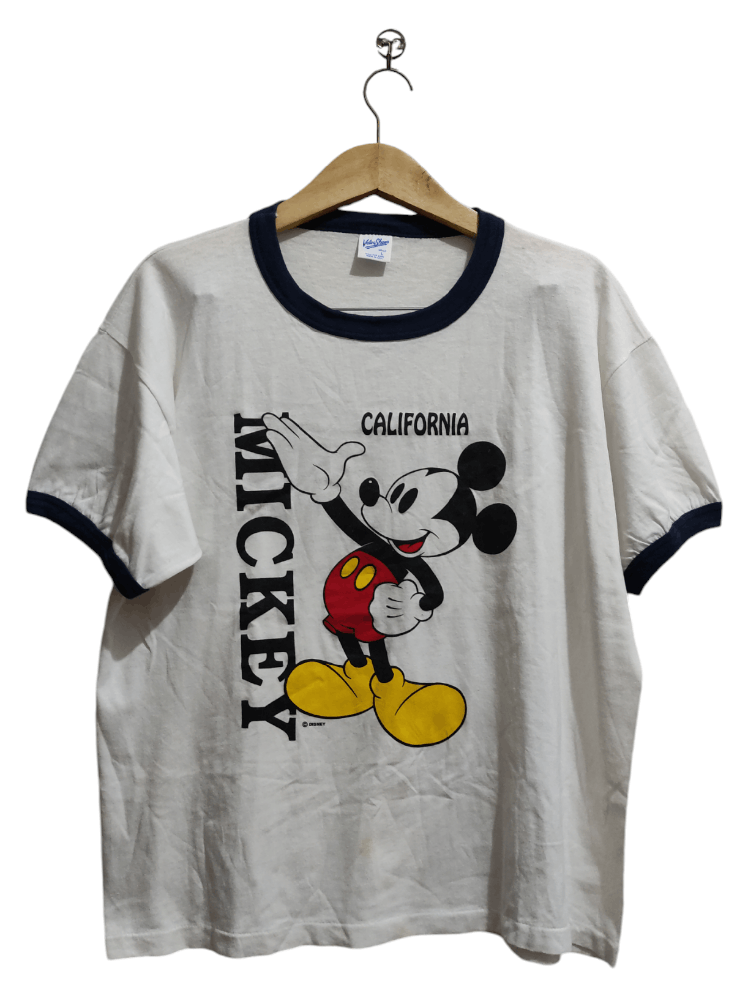 Disney × Mickey Mouse × Vintage Vintage 80s Mickey California Ringer T-shirt Velva Sheen Size US L / EU 52-54 / 3 - 1 Thumbnail