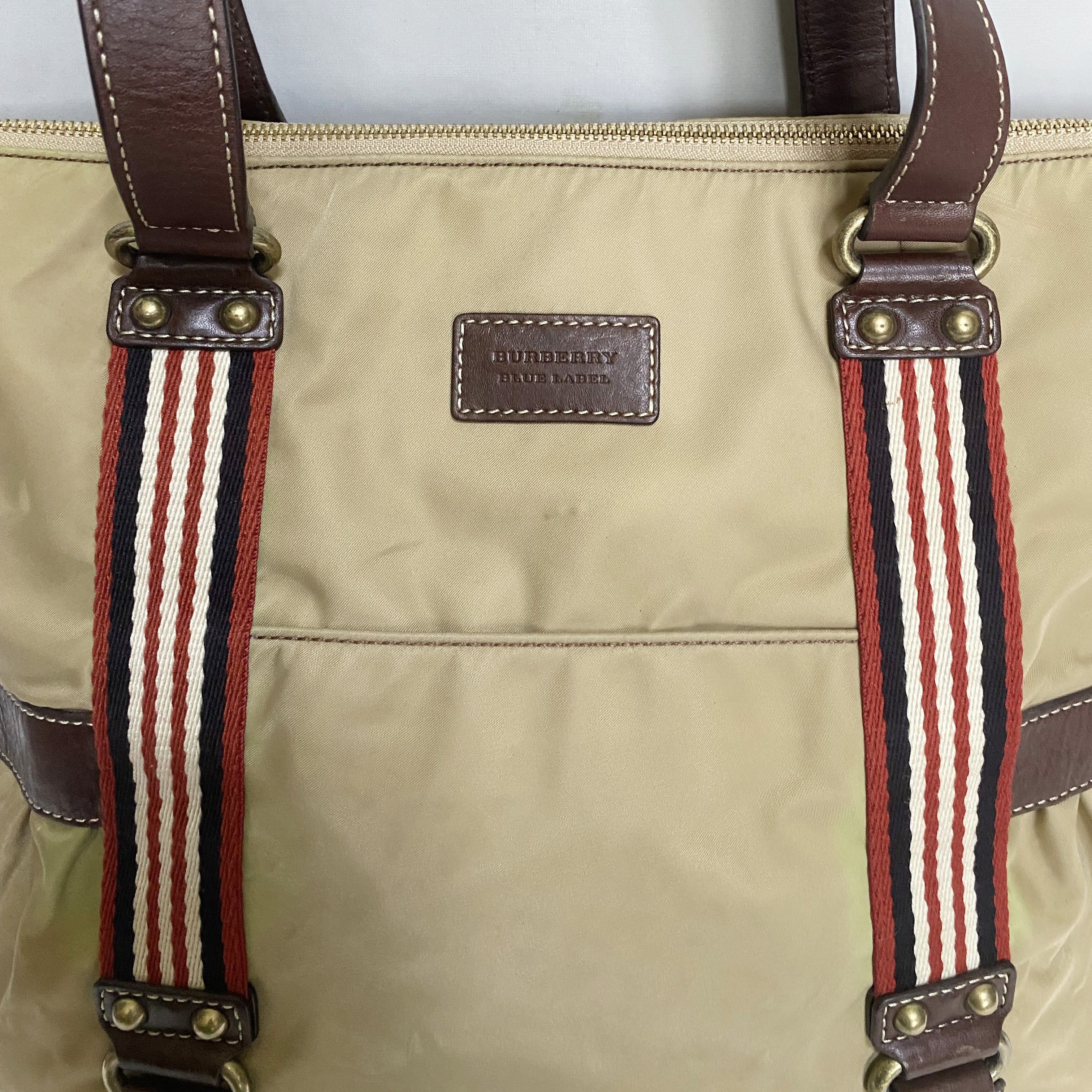 Burberry Blue Label Vintage Brown Nylon Leather Tote Bag Size ONE SIZE - 10 Thumbnail