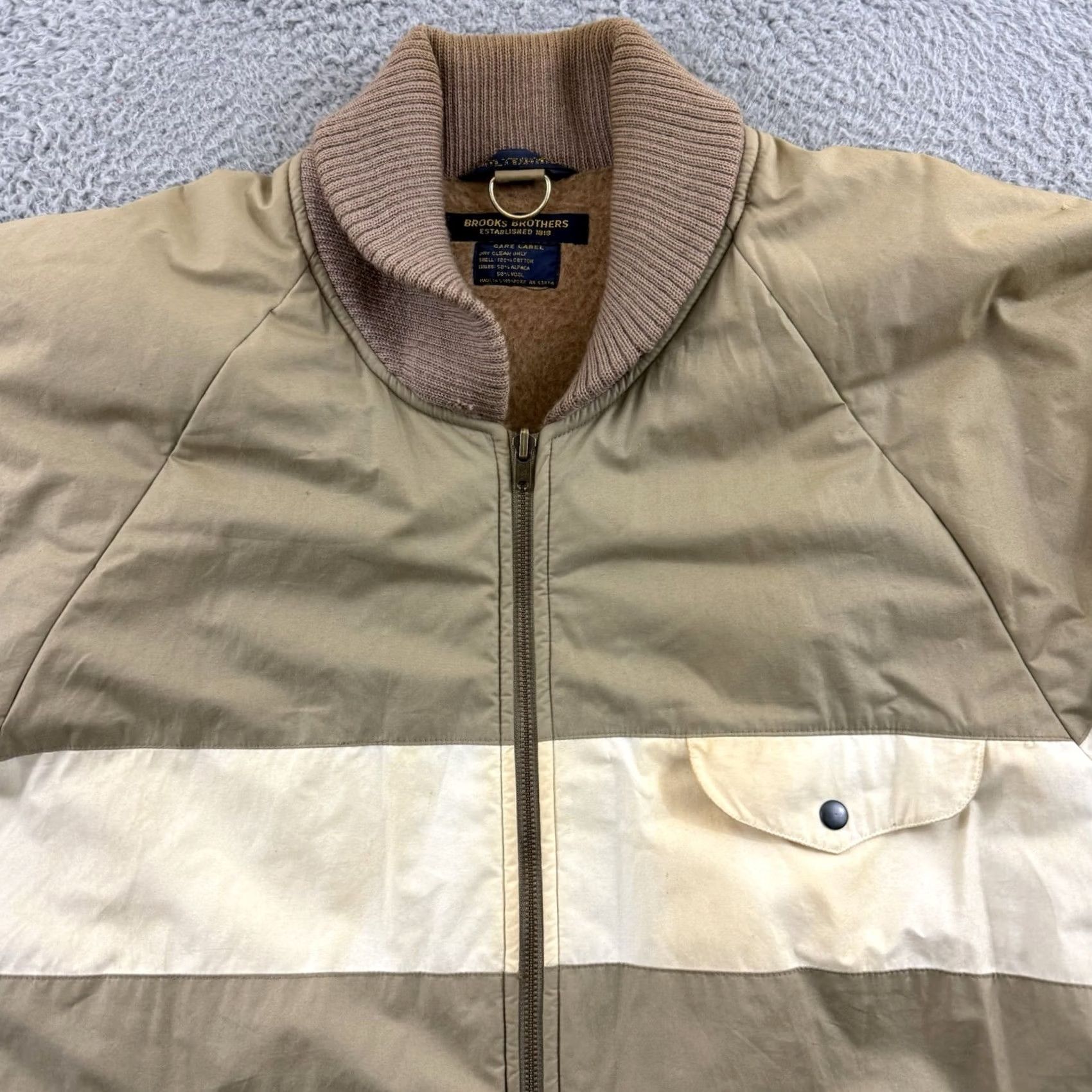 Brooks Brothers VINTAGE Brooks Brothers Jacket Mens XL Beige Alpaca Wool Lined 80s Zip Outdoor Size US XL / EU 56 / 4 - 3 Thumbnail