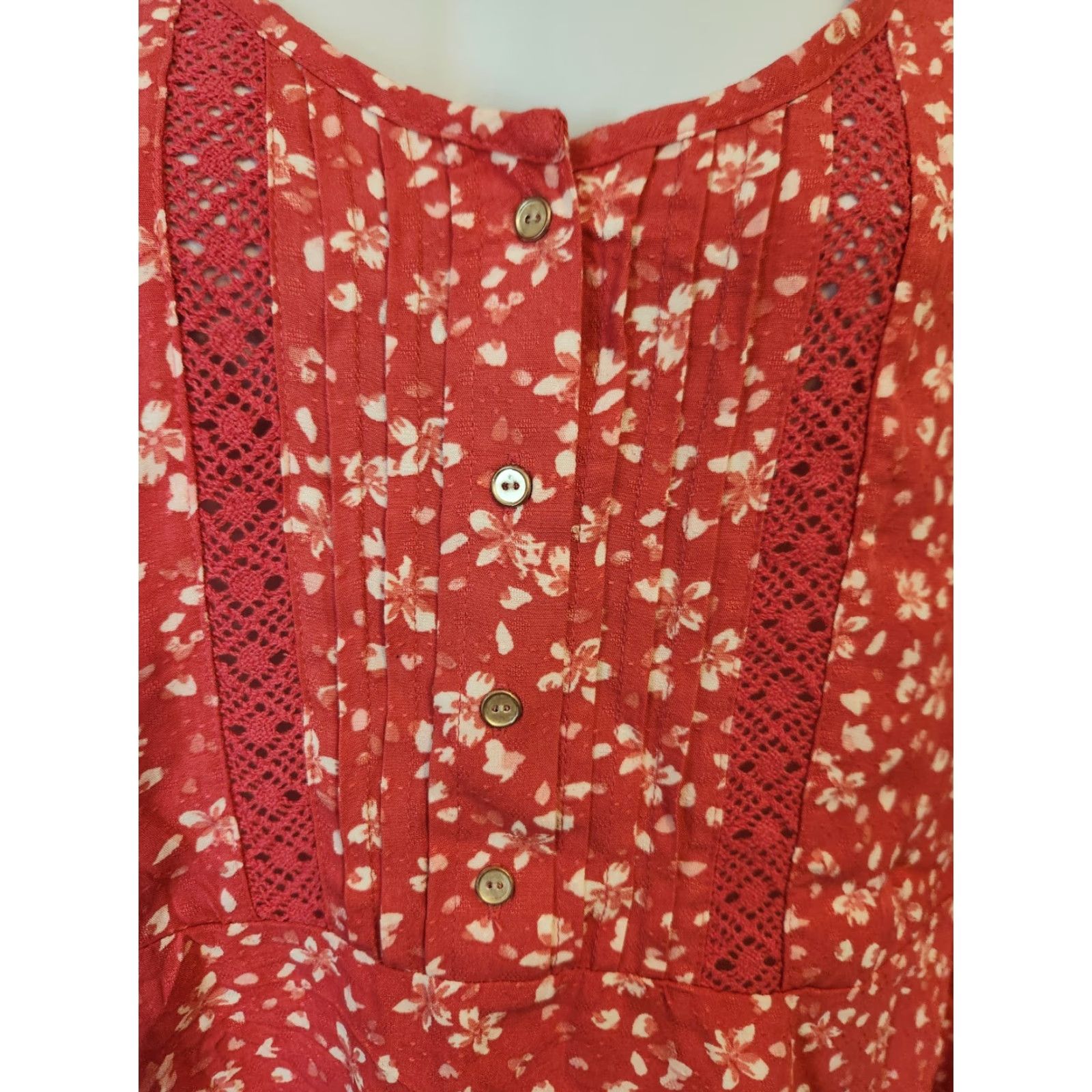 Vintage NWT Falls Creek Flower Floral Lace Swing Top 1X Pink Boho Hippie Round Neck Short Sleeve Blouse Womens Plus Size Size XL / US 12-14 / IT 48-50 - 2 Thumbnail