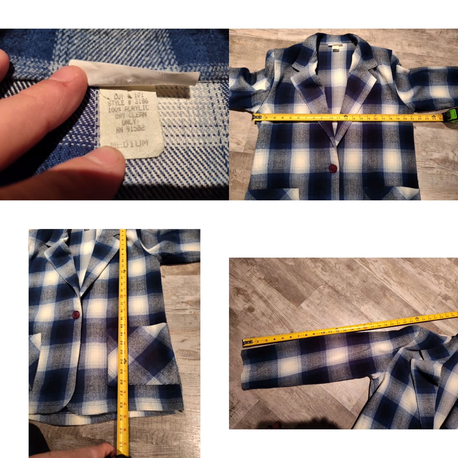 Vintage VINTAGE Susan Neal Plaid Blazer Coat Women's Medium Blue Fleece 100% Acrylic Shoulder Pads Casual Formal 90s Style Size M / US 6-8 / IT 42-44 - 8 Thumbnail