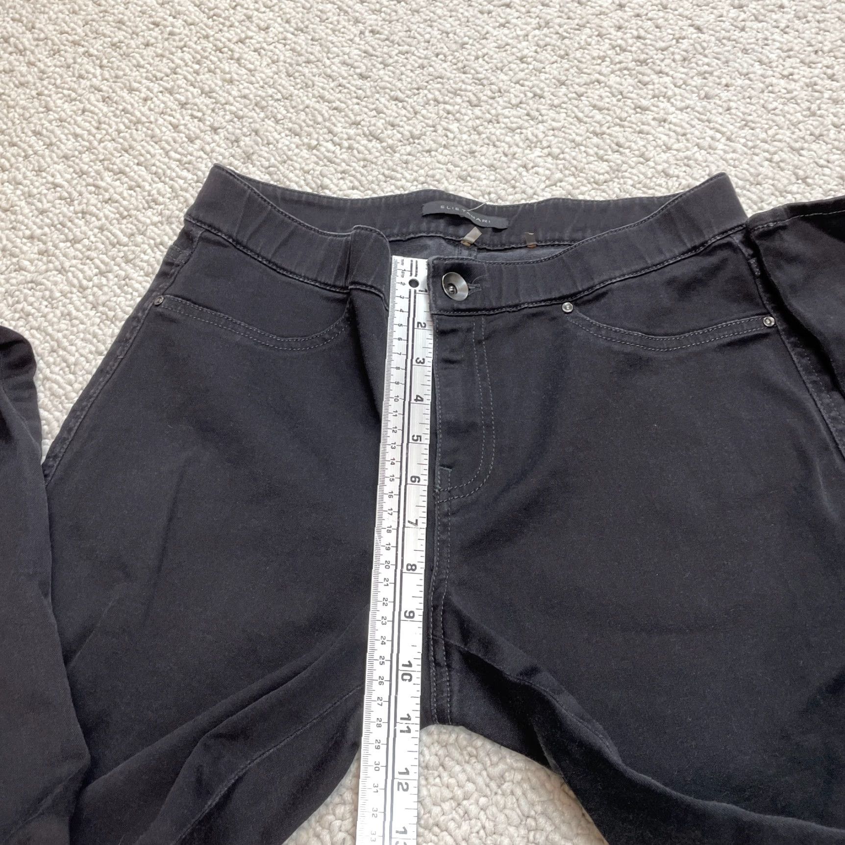 Vintage Elie Tahari Jeans Womens Straight Leg Black Stretch Pockets Solid 31x31.5 Size 24" / US 00 / IT 34 - 4 Thumbnail
